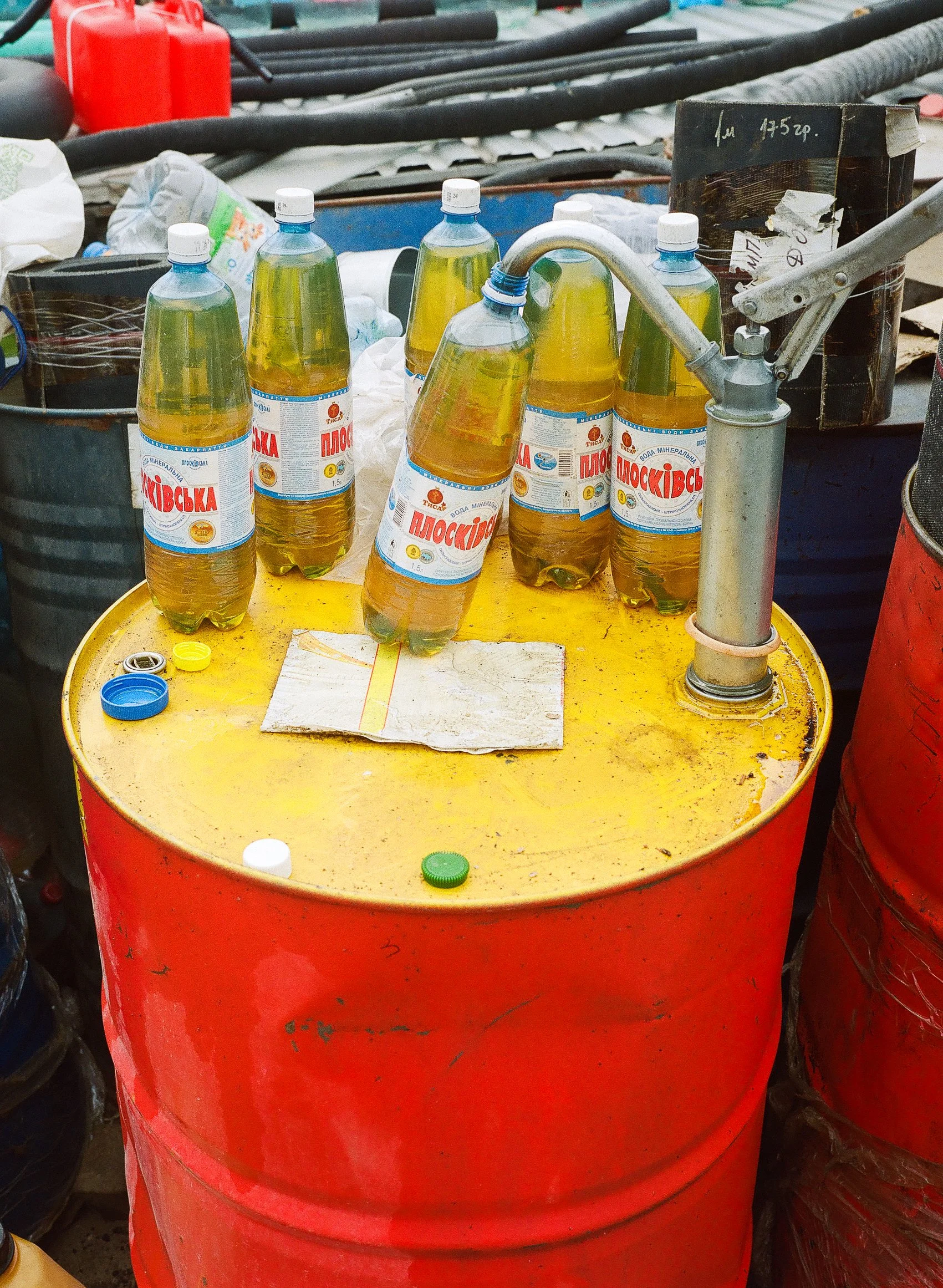 Oil for sale at Torpedo Market. Lviv.