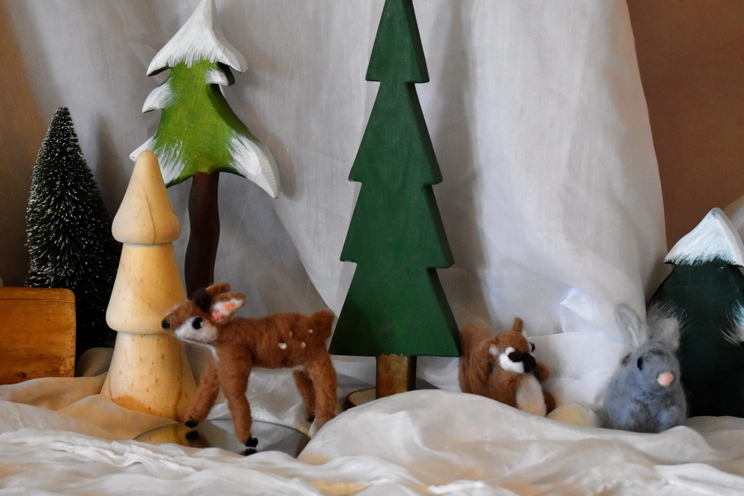 winter Waldorf animals and play silk