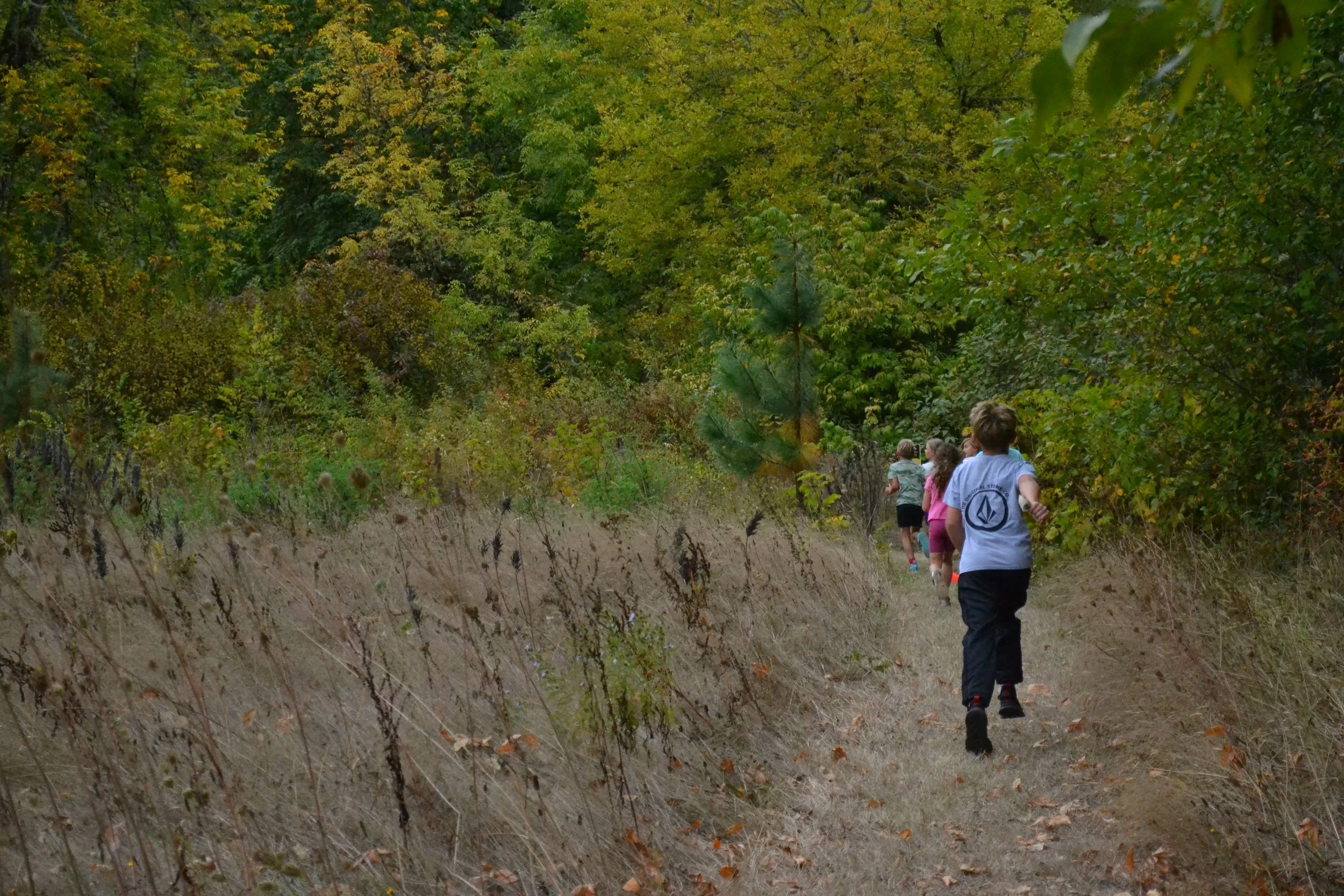 students running at farm