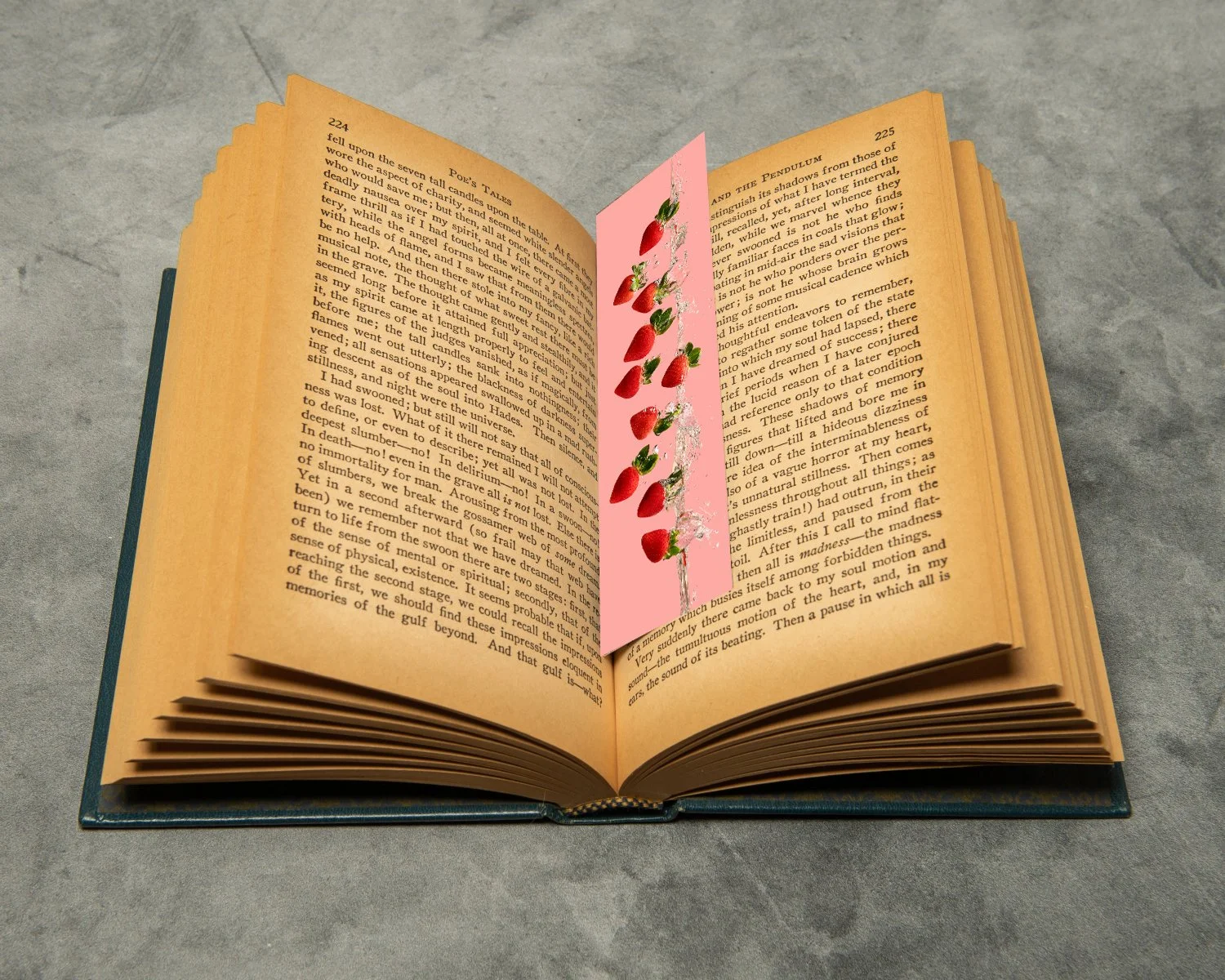 Splash of Strawberries Bookmark in Book.jpg