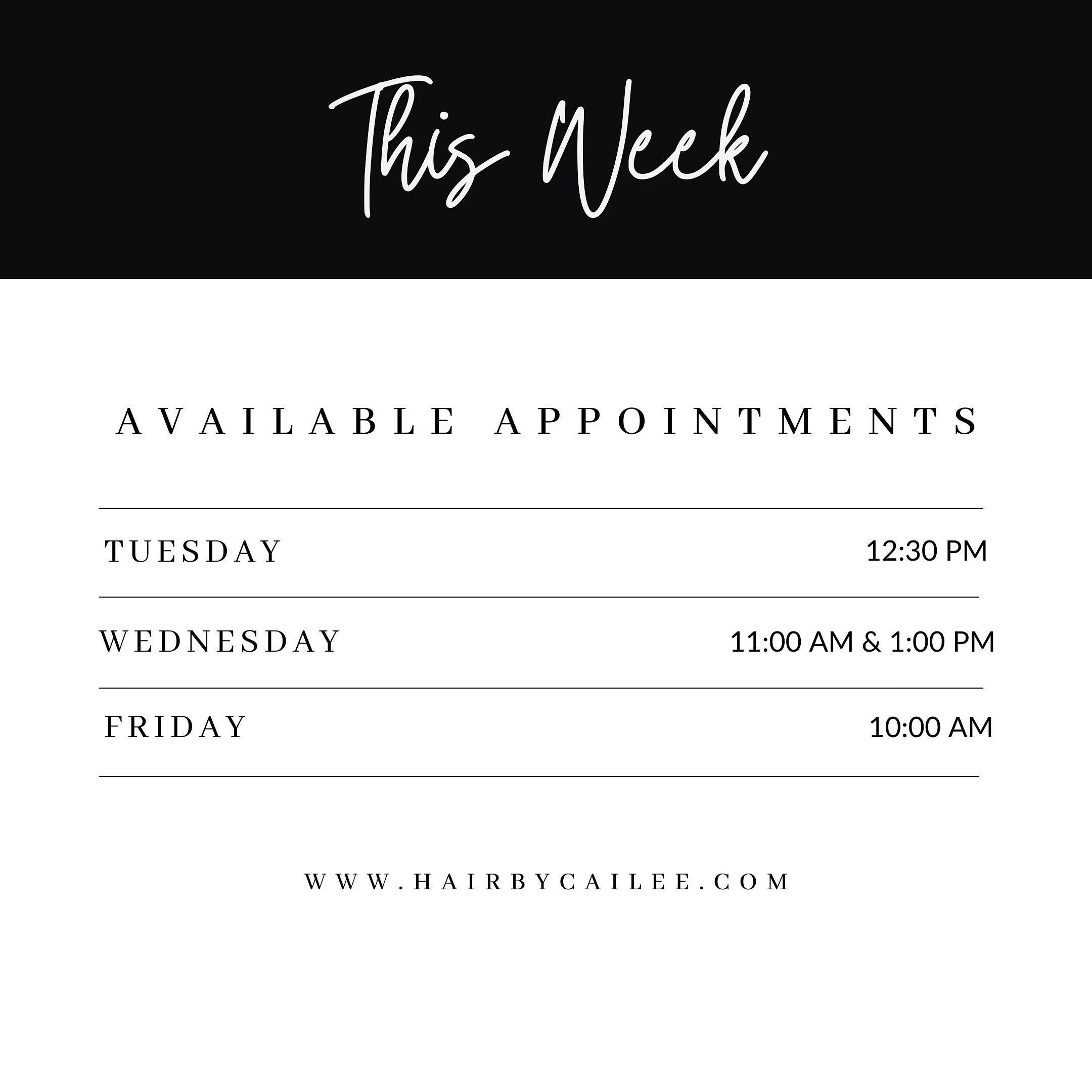 Book online at www.hairbycailee.com