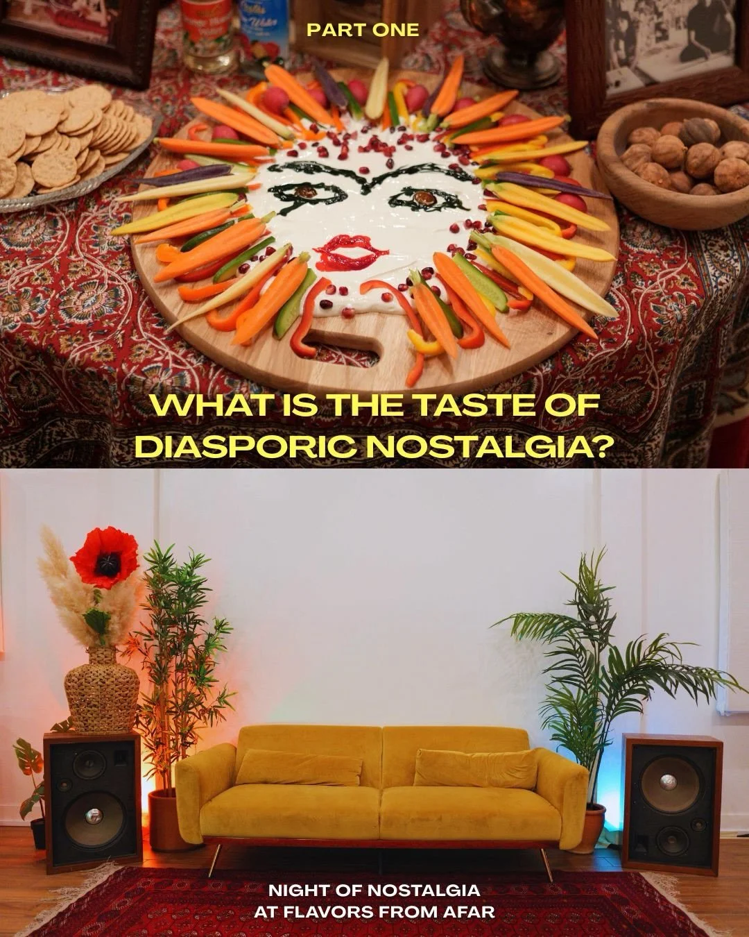 What is the flavor of nostalgia?

My work approaches memory as material-constructed through taste, scent, sound, and ritual.

Food becomes archive. Gathering becomes the form.

Pomegranates split open on the table.

Grape leaves stacked like towers.
