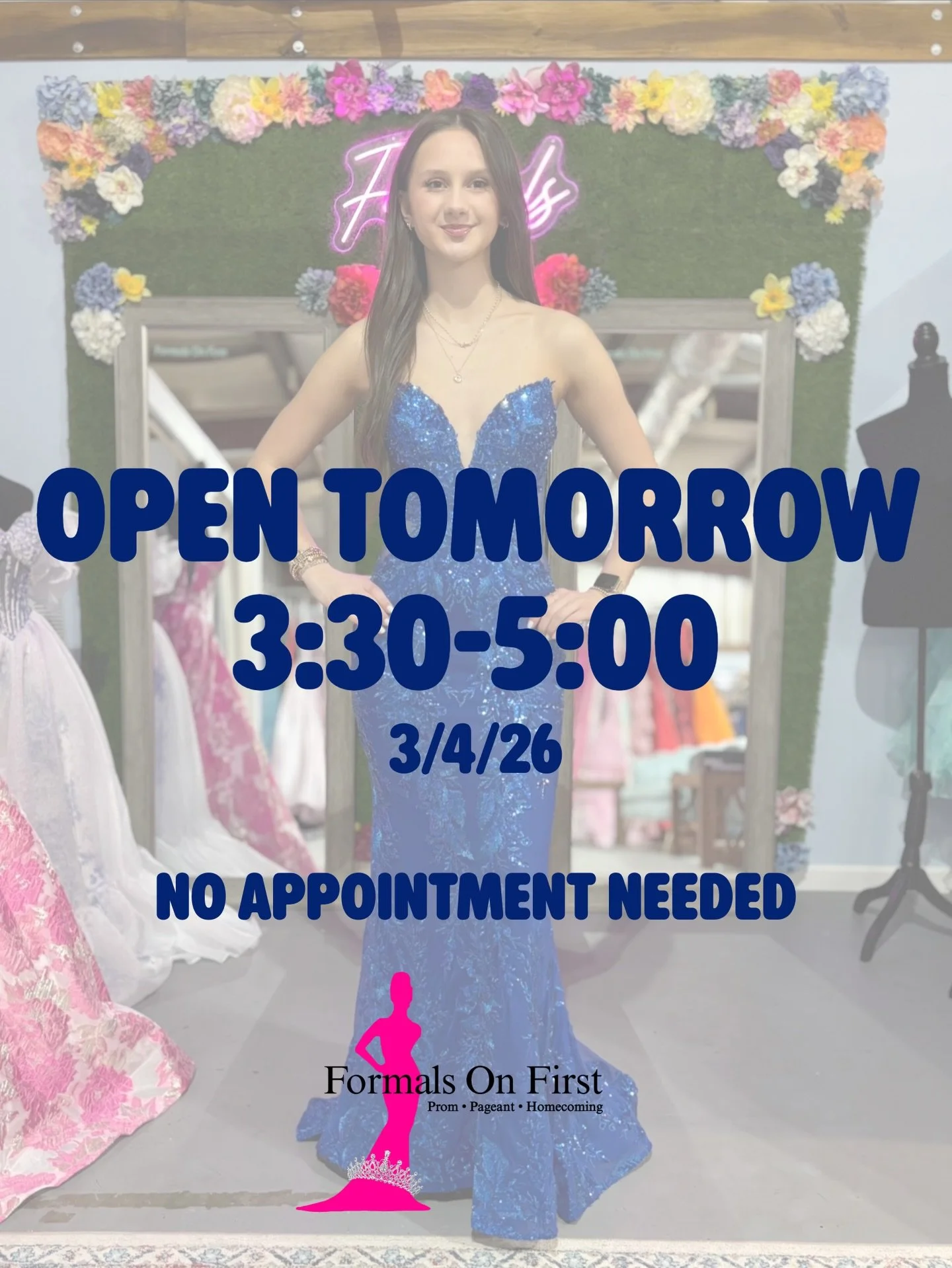 Come see us tomorrow from 3:30-5:00!
No appointment needed!

#prom #promdress #prom2026 #promshop