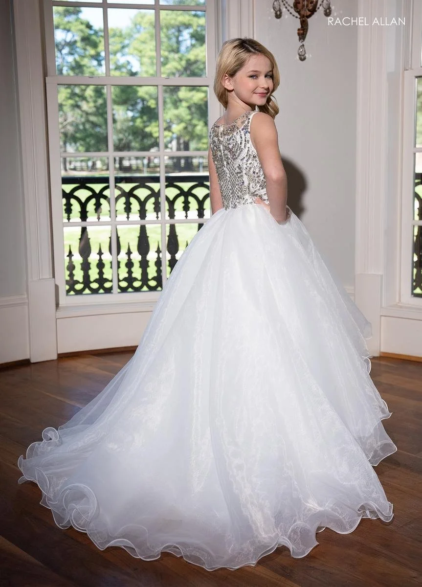 Rachel Allan 10232- Kid pageant dress with layered skirt and beaded bodice