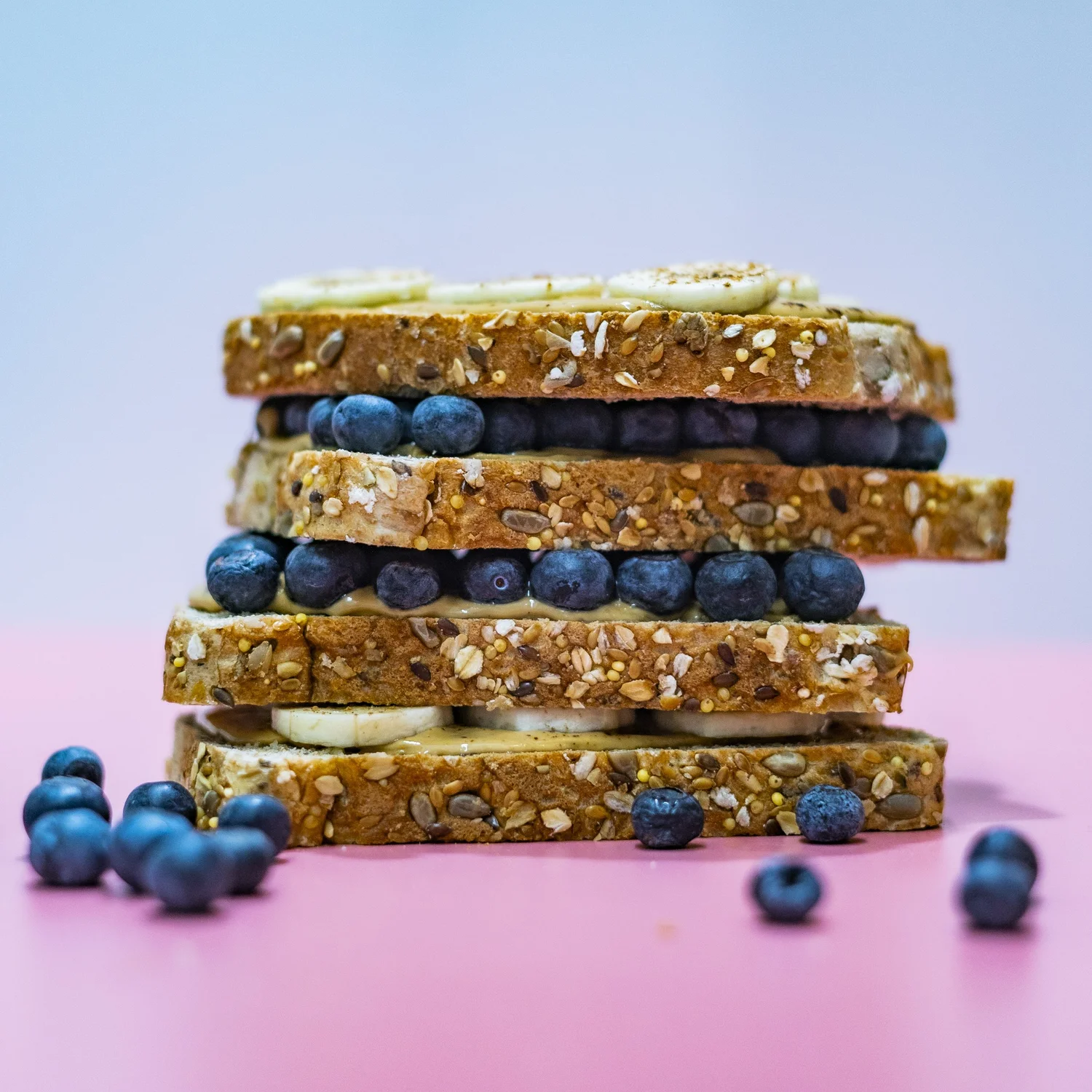 Original Pure Green stacked toast photograph with berries