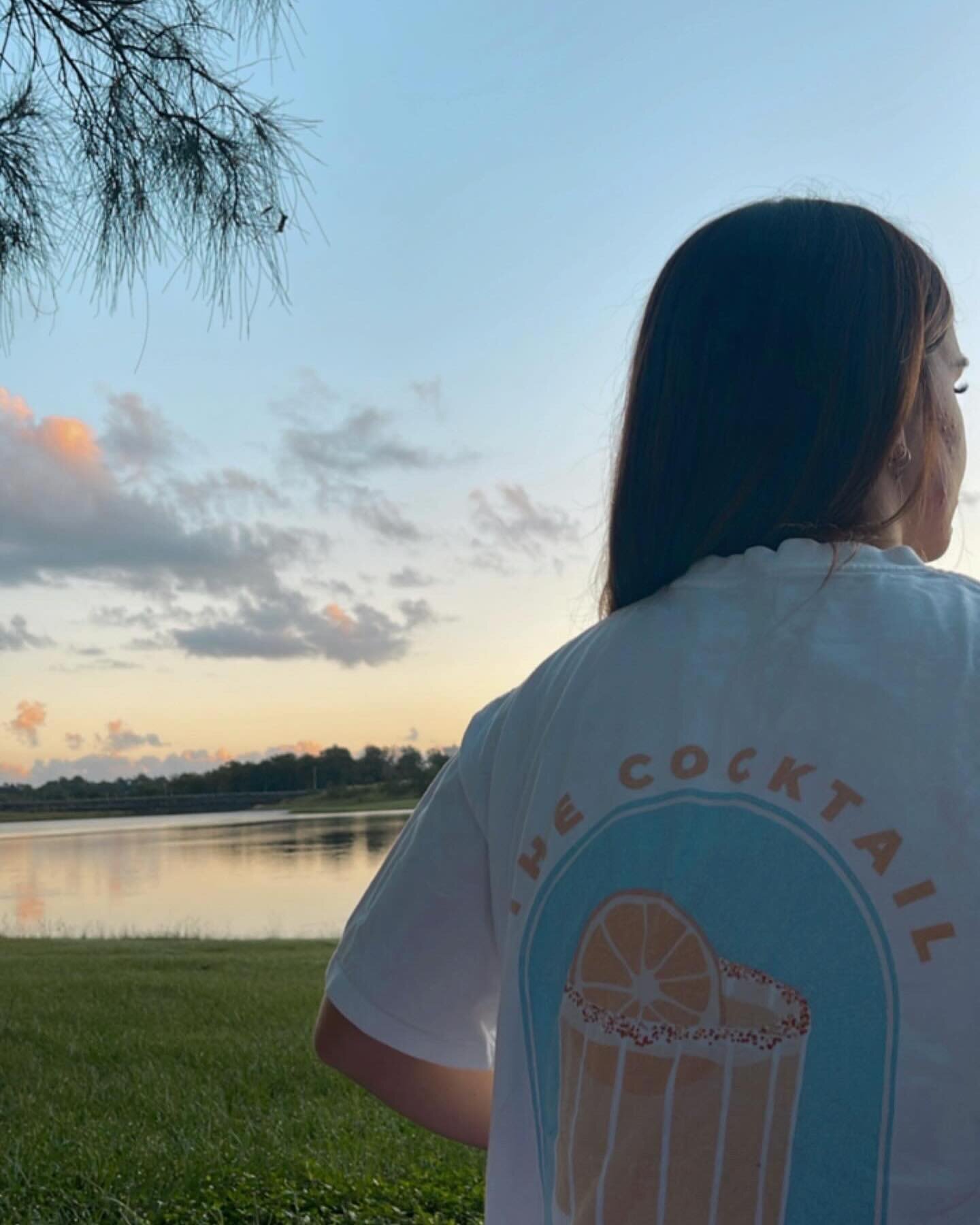 Catching the first light with Lia. Her early morning vibe? Perfectly casual in our signature cocktail club tee #CustomerSpotlight