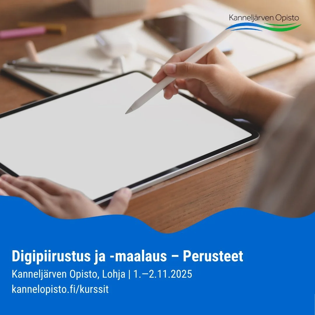 Kannelj&auml;rven Opistolla lyhytkursseja marraskuussa 2025:

- Digipiirustus ja -maalaus &ndash; Perusteet | 1.&ndash;2.11.
- Digipiirustus ja -maalaus &ndash; Jatkokurssi | 8.&ndash;9.11.
- Akvarellimaalauksen alkeet | 1.&ndash;2.11.
- Syvemm&auml;