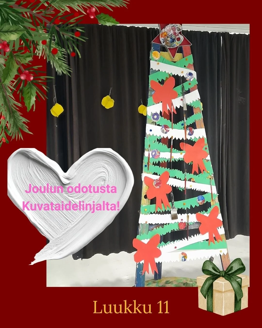 Kannelopiston joulukalenteri luukku 11.
Kuvataidelinja toivottaa kaikille luovaa joulunaikaa! 🎨👩&zwj;🎨