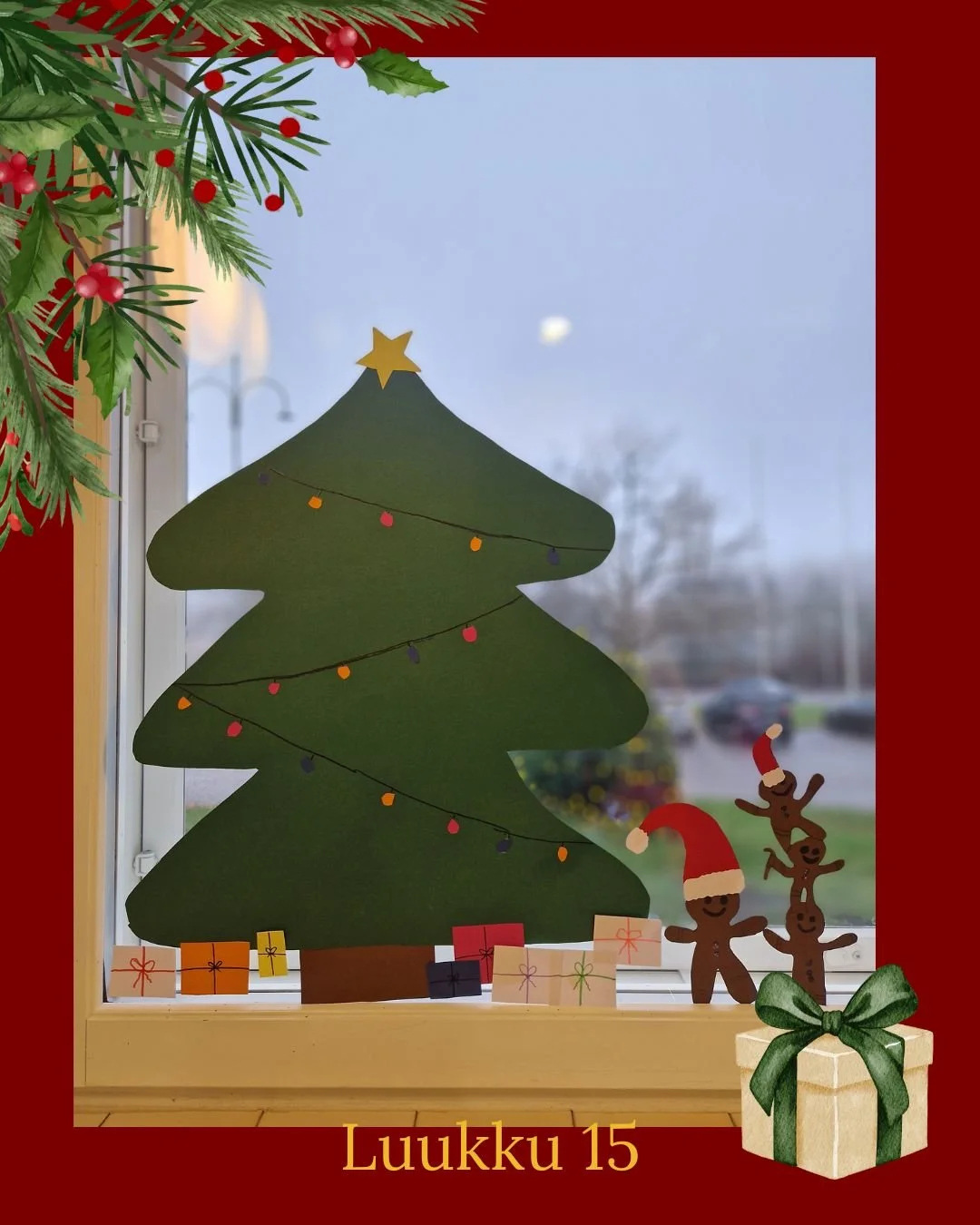 Kannelopiston joulukalenteri luukku 15
L&auml;ht&ouml;laskenta joululomaan on jo aloitettu, mutta viel&auml; jaksetaan opiskella ahkerasti t&auml;m&auml; viikko.
Erilaisia joulun merkkej&auml; n&auml;kyy ymp&auml;ri Opistoa, tied&auml;tk&ouml; mist&a
