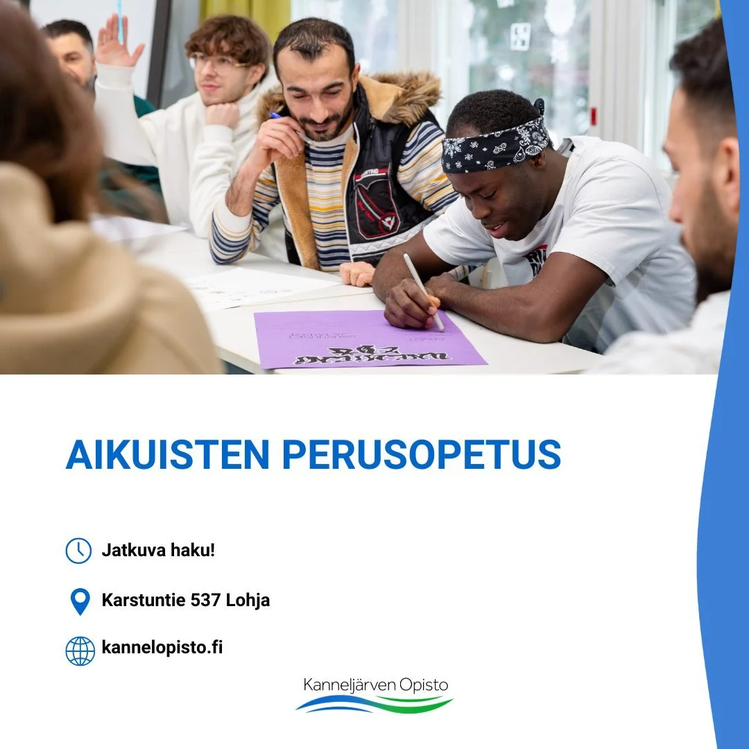 Aikuisten perusopetus💚

T&auml;ll&auml; viikolla p&auml;&auml;set tutustumaan somen kautta Kannelj&auml;rven Opiston aikuisten perusopetukseen. Katso kuvat ja lue lis&auml;&auml; t&auml;st&auml; koulutuksesta! 
Lis&auml;tietoa aikuisten perusopetuks
