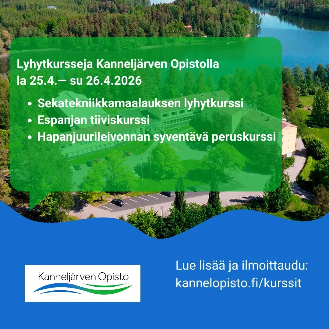 Lyhytkursseja Kannelj&auml;rven Opistolla 25.&mdash;26.4.2026.

Lue lis&auml;&auml; ja ilmoittaudu: kannelopisto.fi/kurssit

#kannelj&auml;rvenopisto #lyhytkurssit #Kansanopistot #happyfolkhighschools #visitlohja