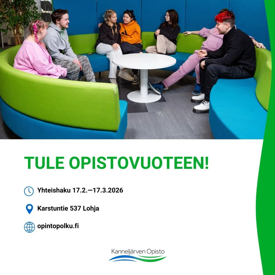 Hae Opistovuosi-koulutukseen yhteishaussa!
Lis&auml;tietoja koulutuksesta: kannelopisto.fi/tuva-ja-opistovuosi
Haku yhteishaussa: opintopolku.fi

#kannelj&auml;rvenopisto #opistovuosioppivelvollisille #yhteishaku2026 #Kansanopistot #HappyFolkHighScho