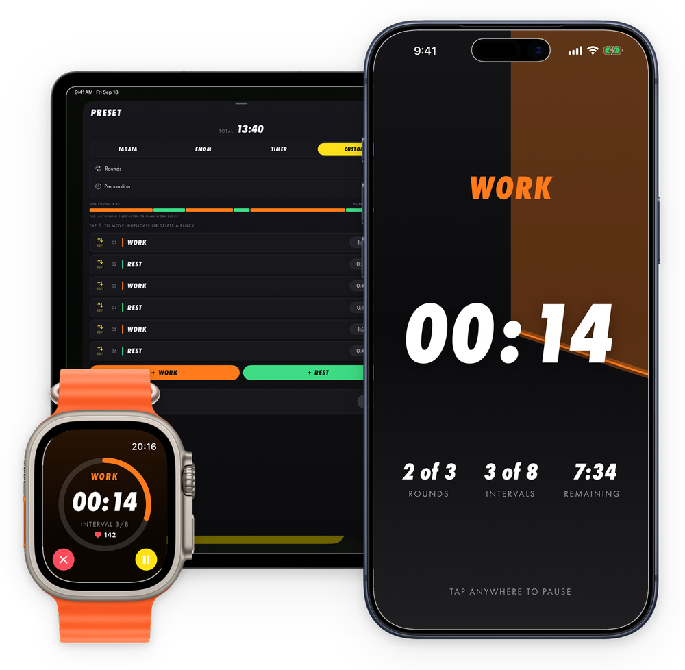 Stride interval timer on iPhone, iPad and Apple Watch