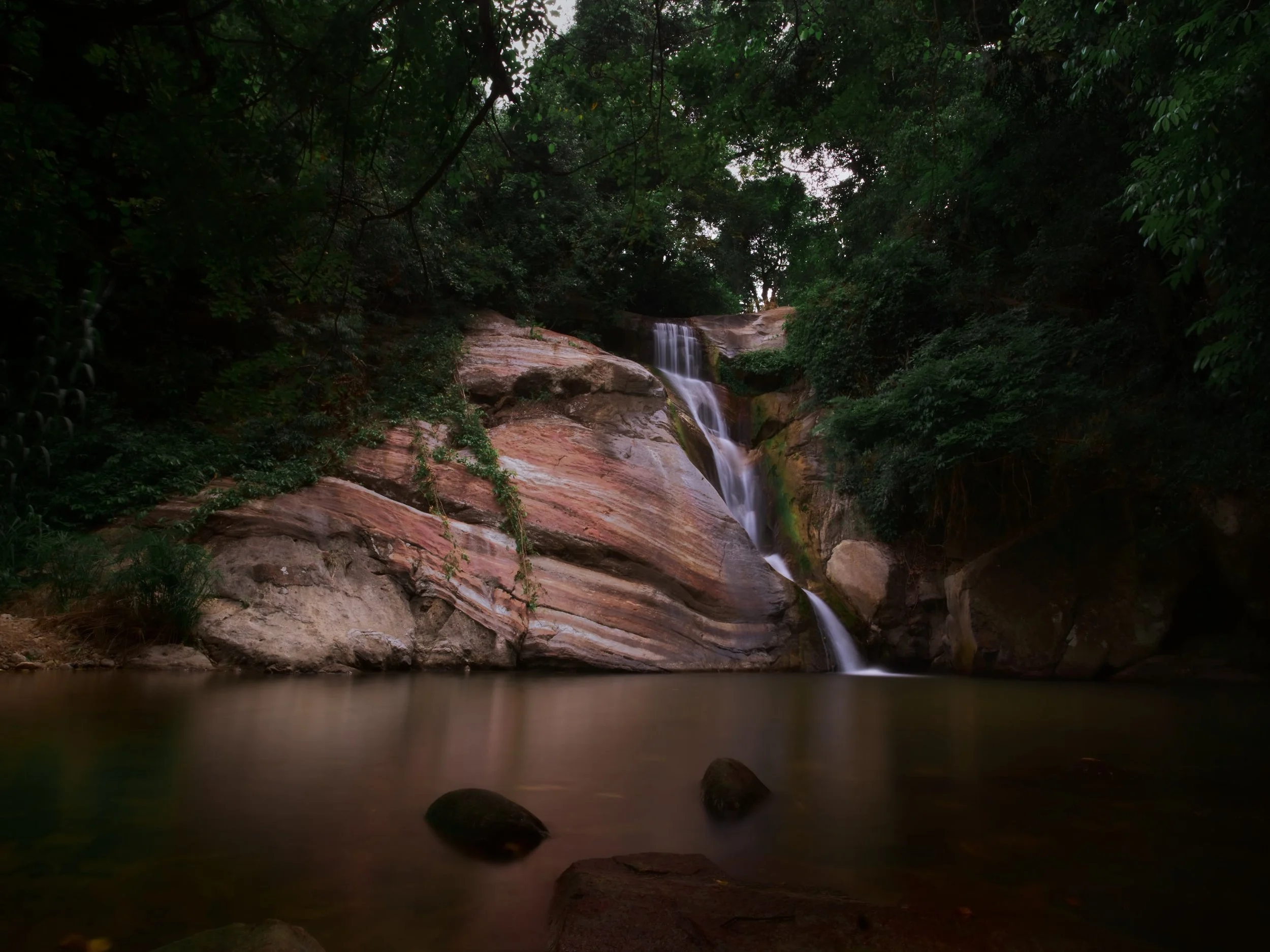 Secret waterfall long exposure landscape photo in Ella Sri Lanka