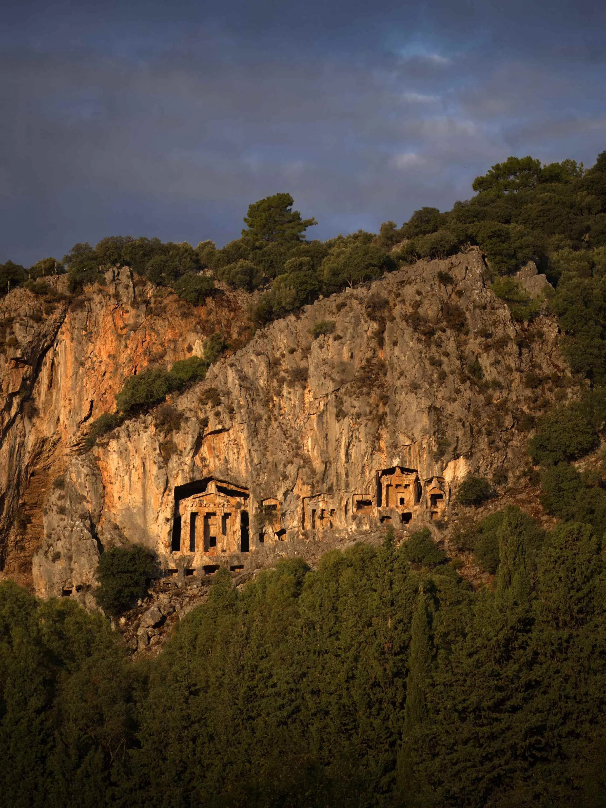 Photo of Lycian Rock Tombs at sunrise in Dalyan, Turkey