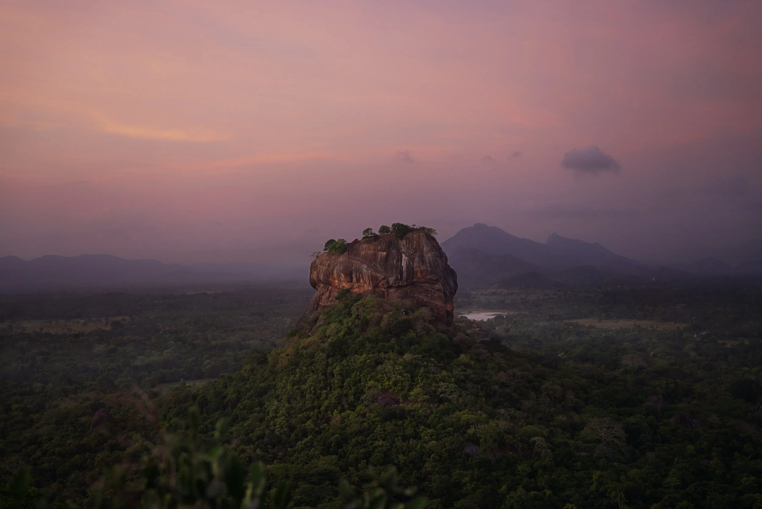 Landscape photo of Sigiriya Rock in Sri Lanka at sunrise