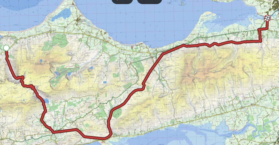 Route map for 3 legs of the Dingle Way - Glenahoo to Annascaul, Annascaul to Camp and Camp to Blennerville