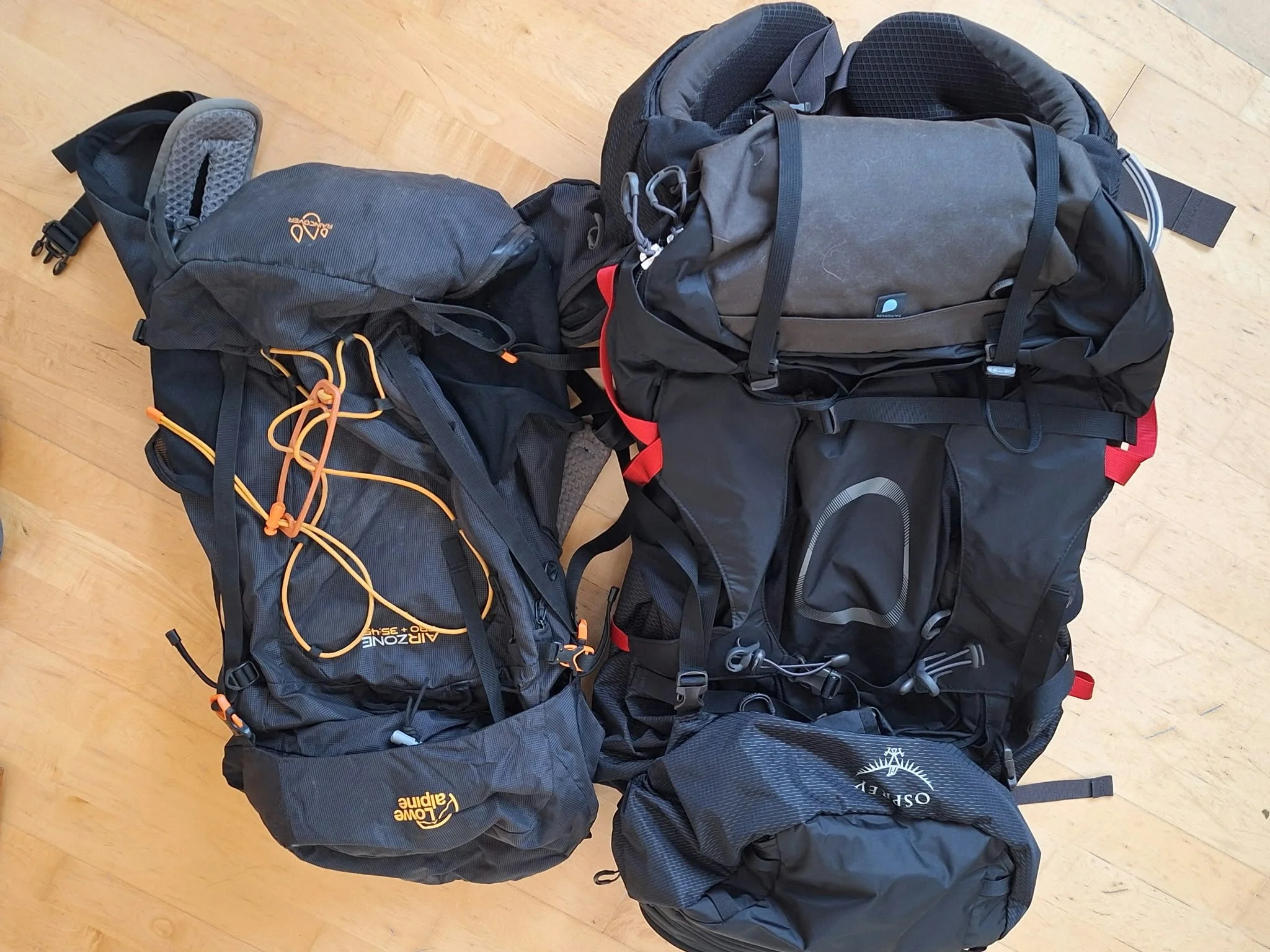 45L and 70L backpacks