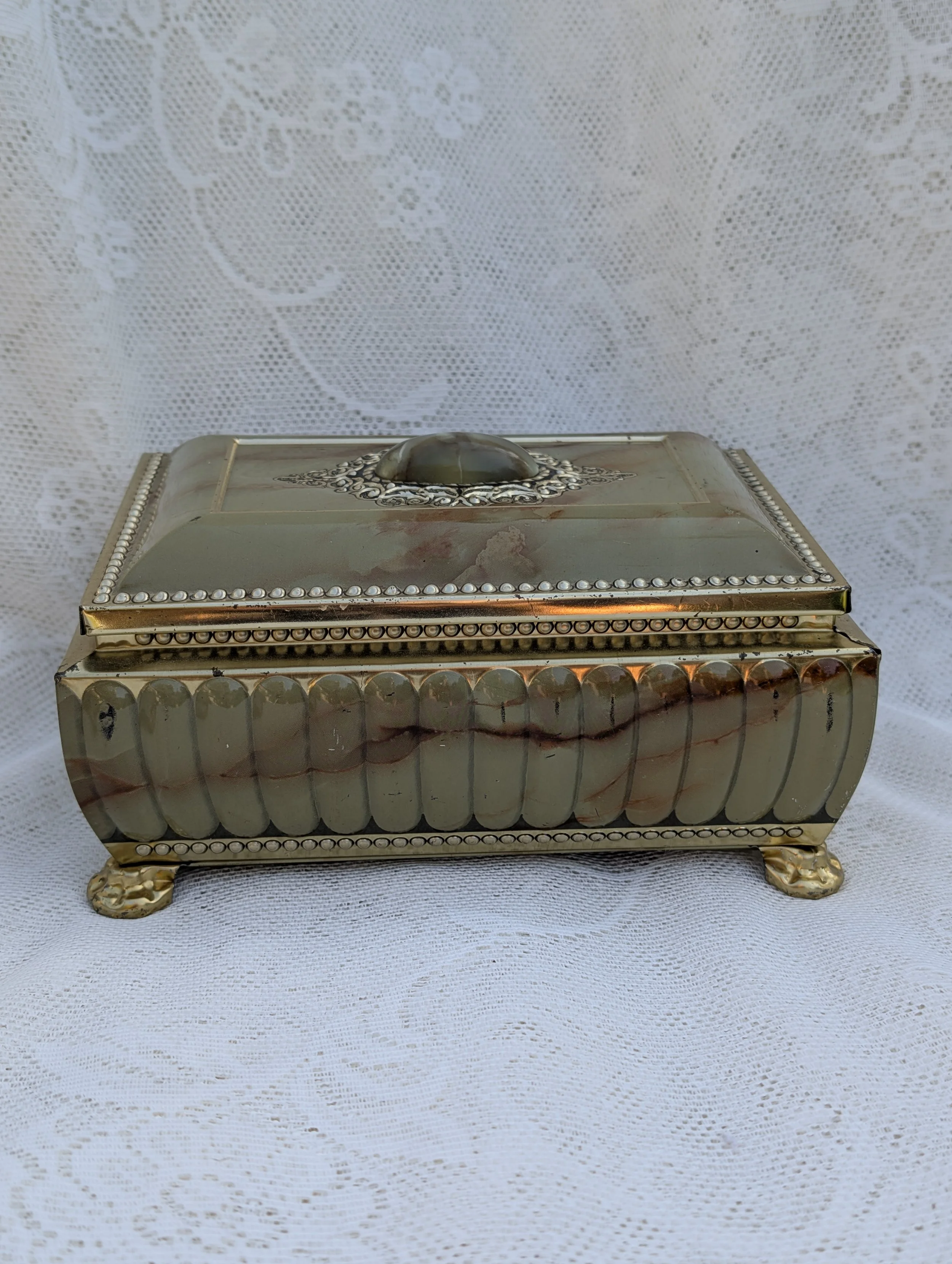 Vintage Italian - Green Marble Effect Storage Box