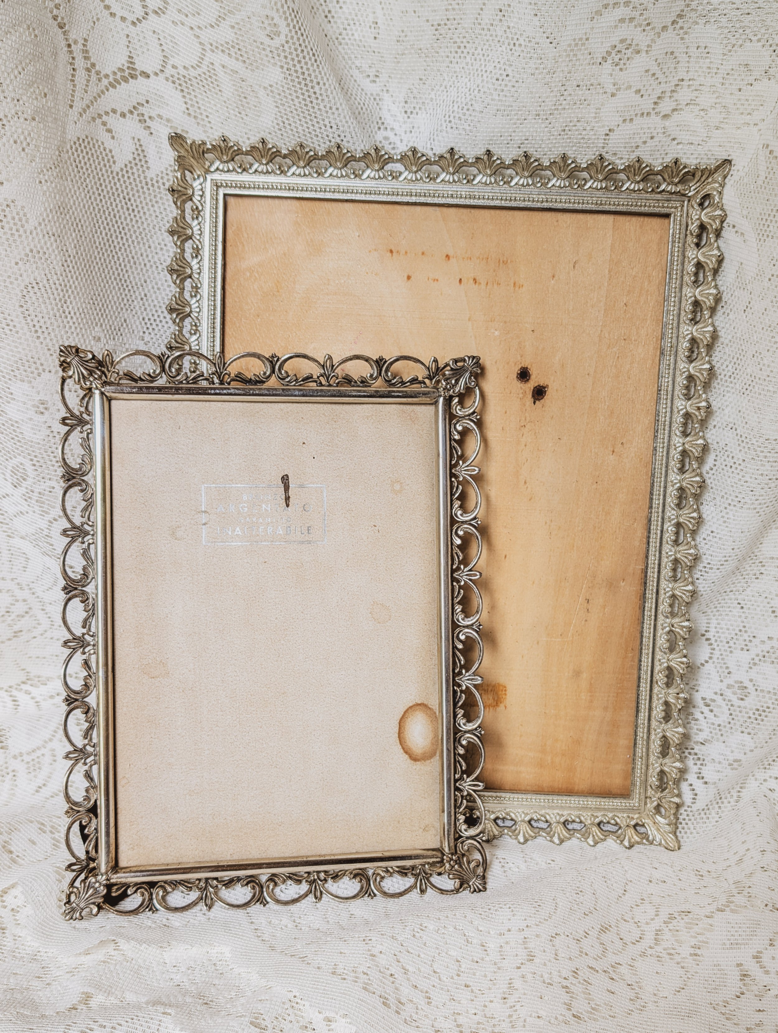 Italian Vintage - Silver & Bronze Ornate Picture Frames