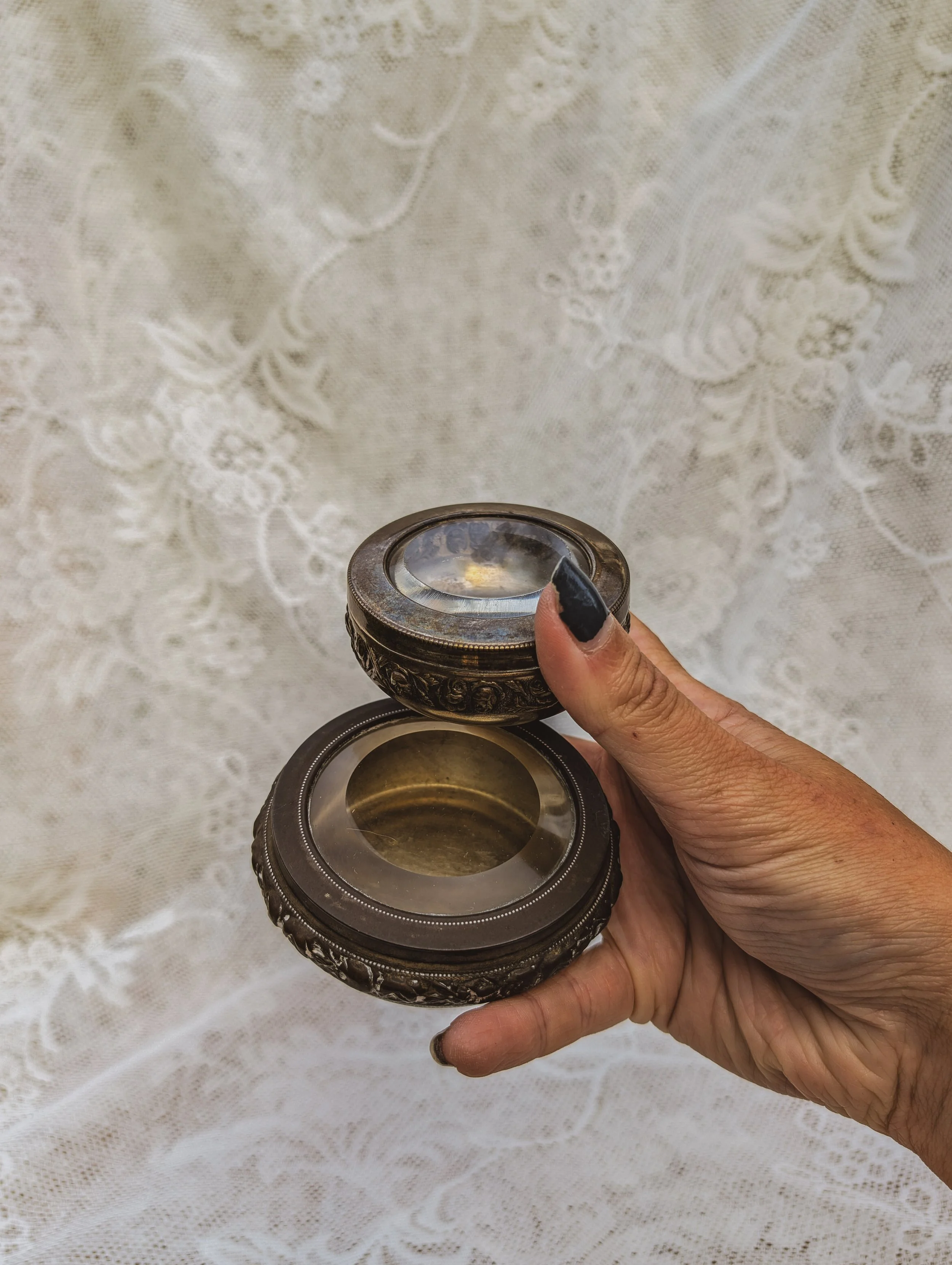 Vintage Italian Bevelled Glass Trinket Dish Jewellery Boxes