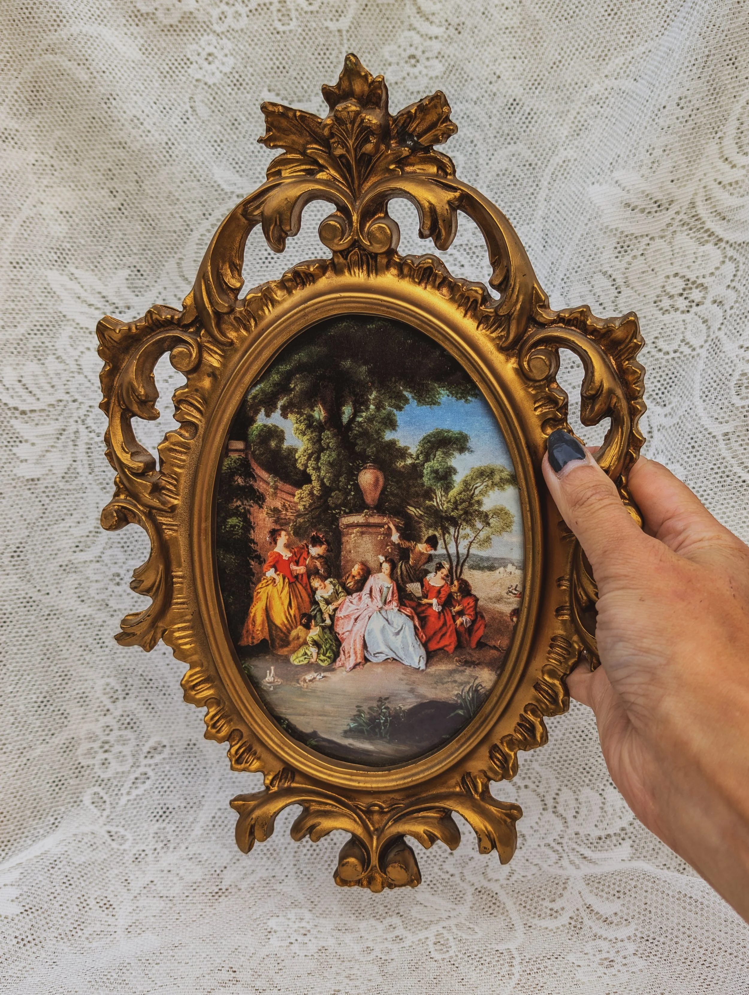 Italian Vintage - Florentine Gilt Plaque French Rococo "Fête Galante"