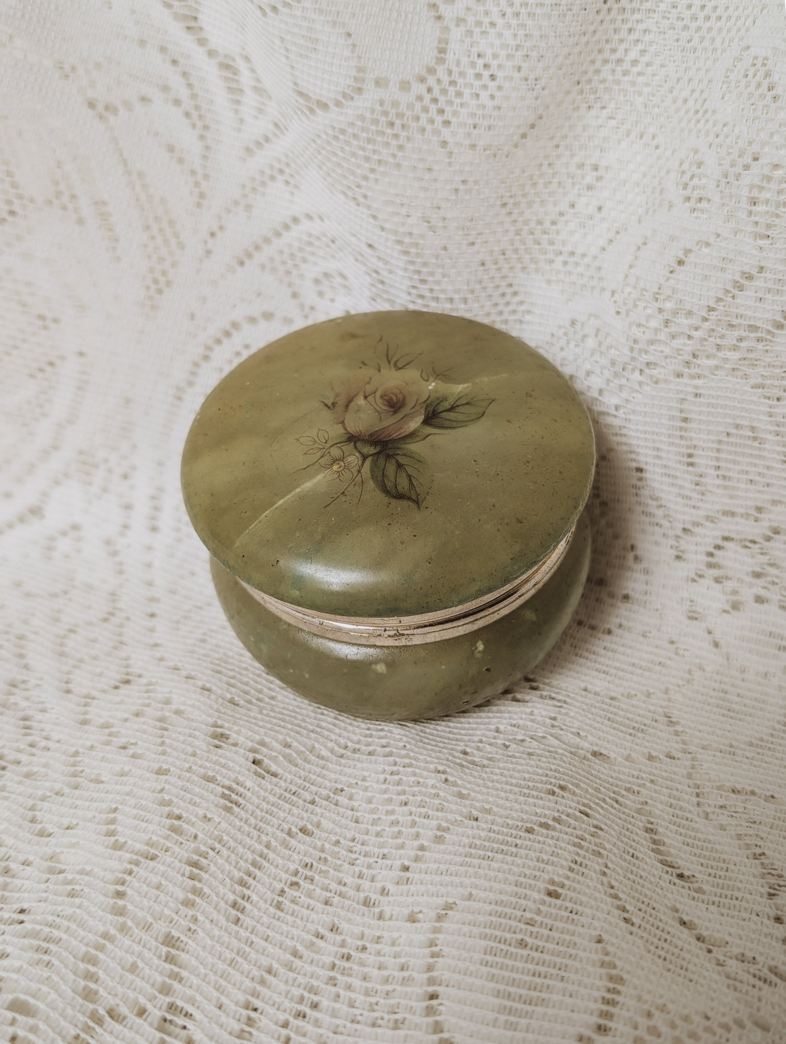 Vintage Italian Alabaster Trinket Dish Jewellery Box
