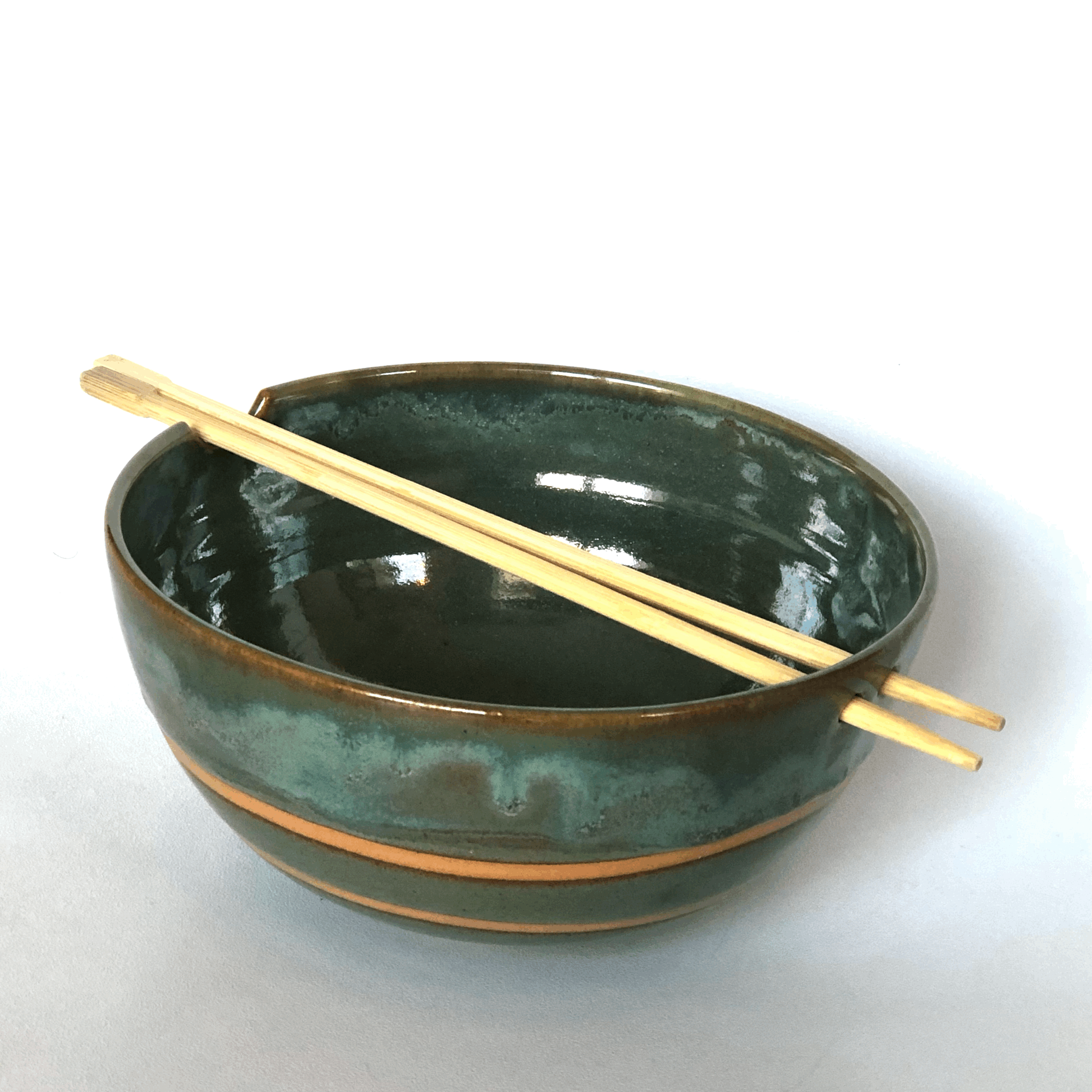 Desert Sage Noodle bowl with metallic rim