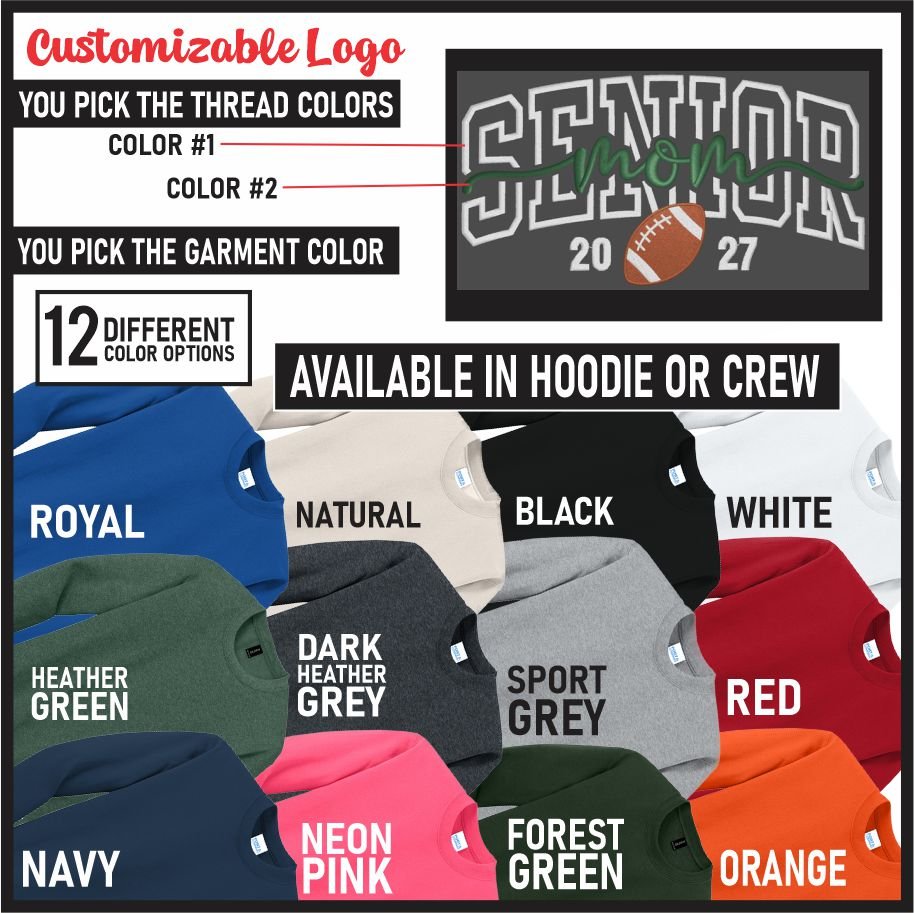 SENIOR Football Mom CUSTOMIZED Embroidered Logo