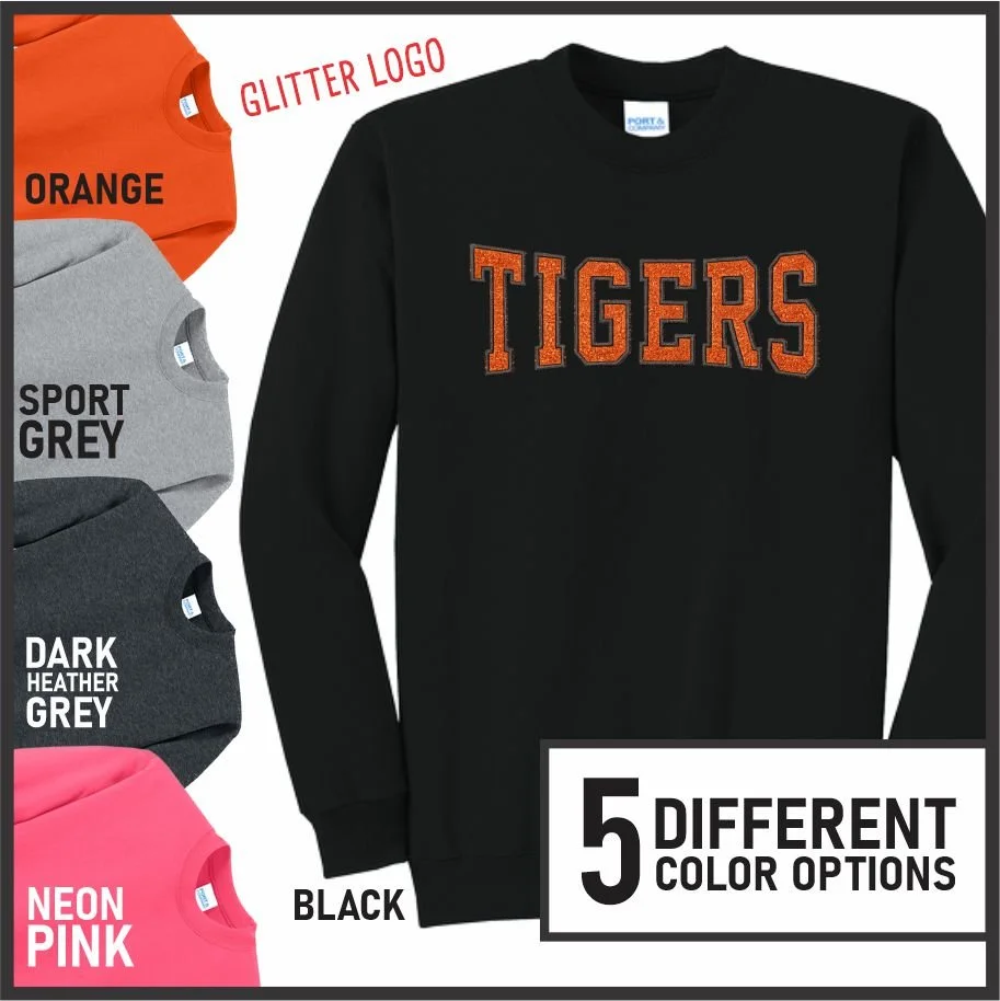 Tigers Glitter Embroidered Crew Sweatshirt (pinched)
