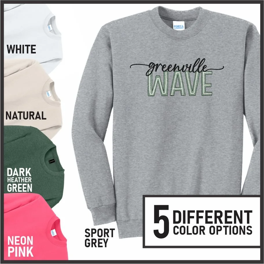 Wave Embroidered Crew Sweatshirt (smarty)
