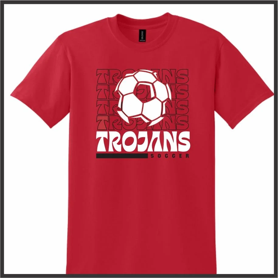 Troy Trojans Soccer Red Tee (stack word)