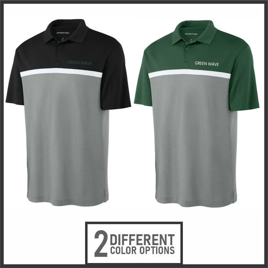 Green Wave Colorblock Stripe Polo (st741)