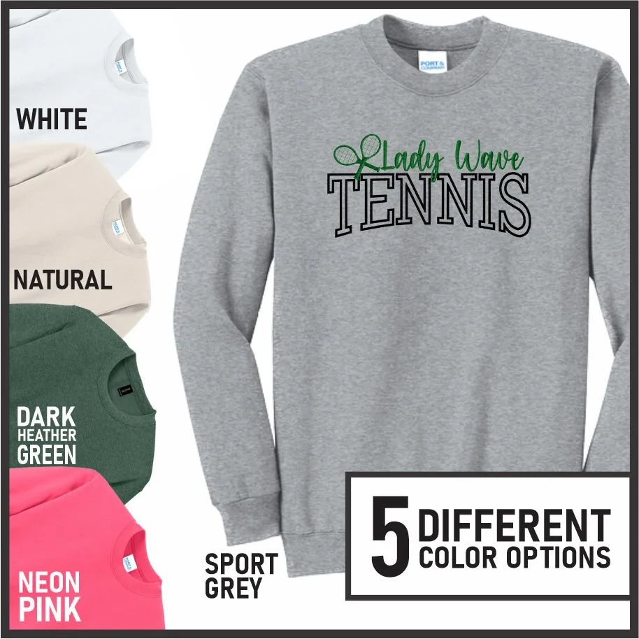 Lady Wave Tennis Embroidered Crew