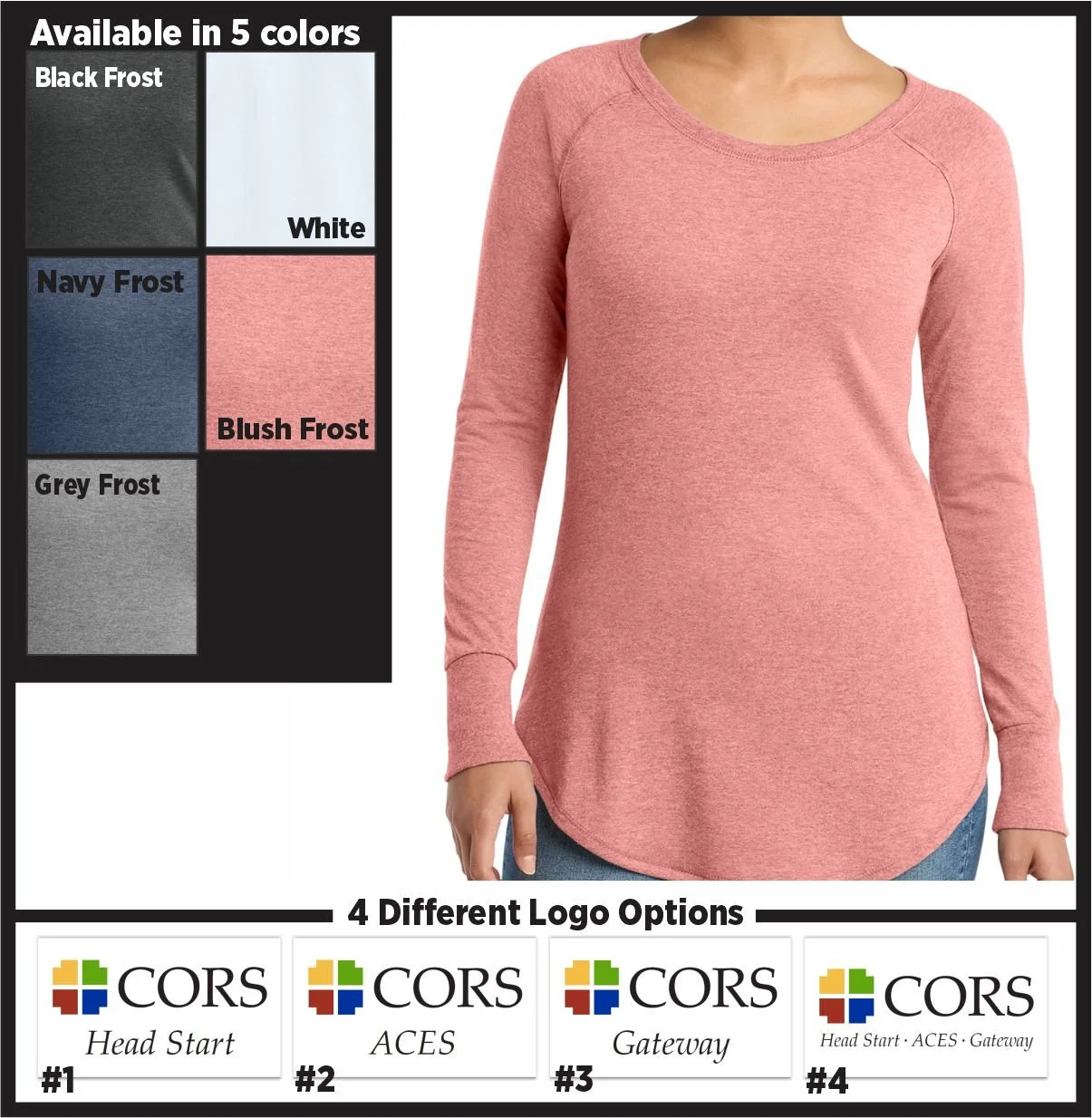CORS Ladies Cut Perfect Tri Long Sleeve Tunic (dt132l)