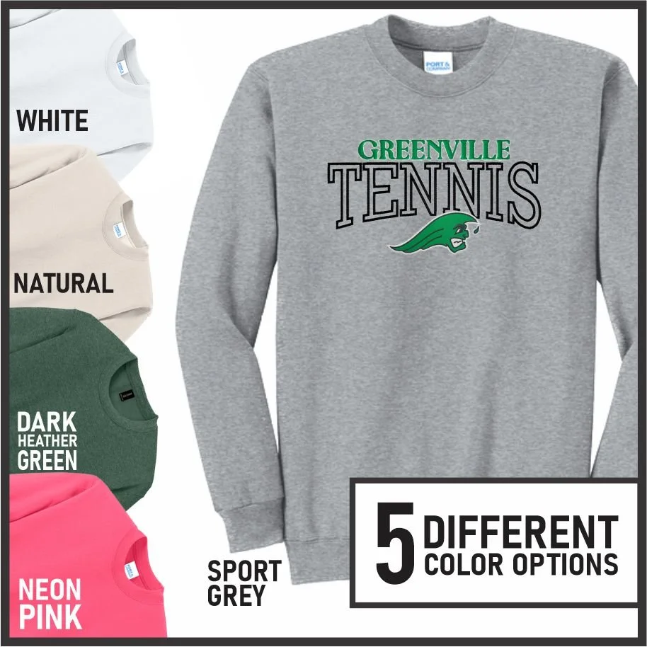 Greenville Tennis Embroidered Crew (mascot)