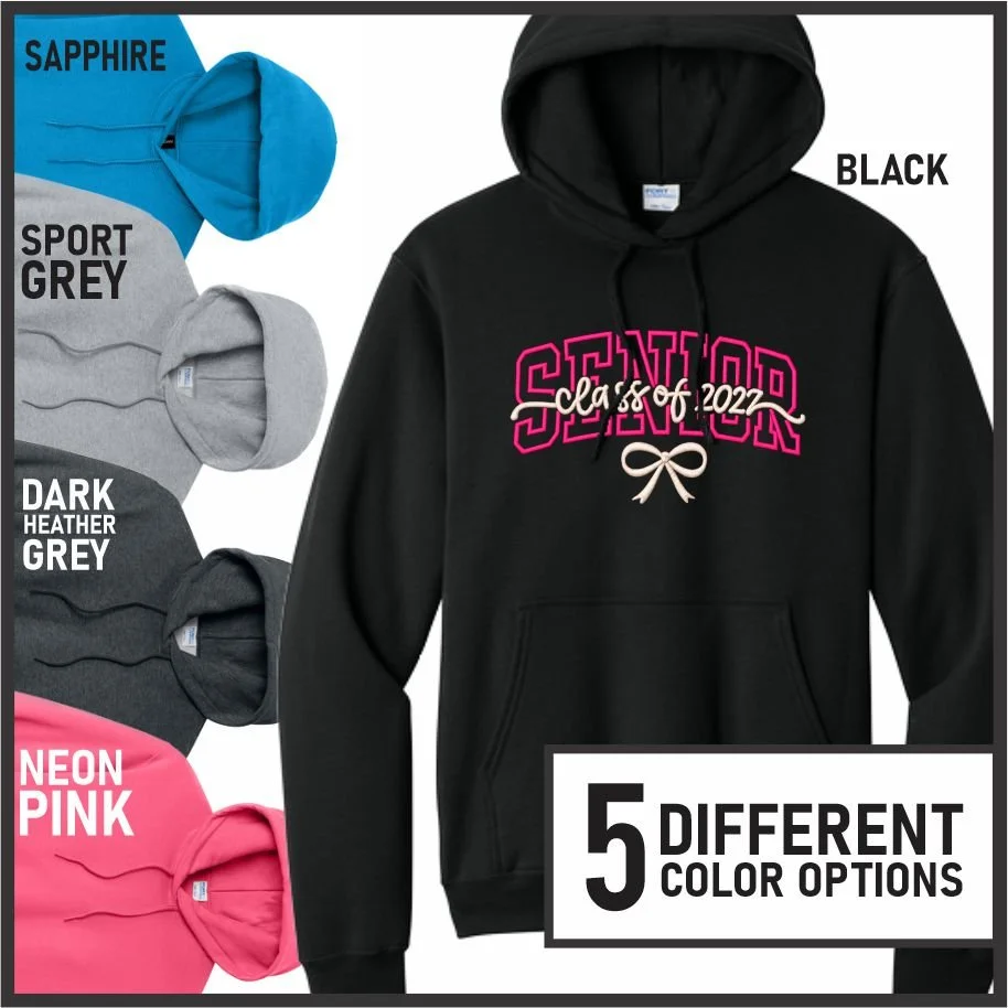 Senior 2027 Embroidered Hoodie (pink/white thread)