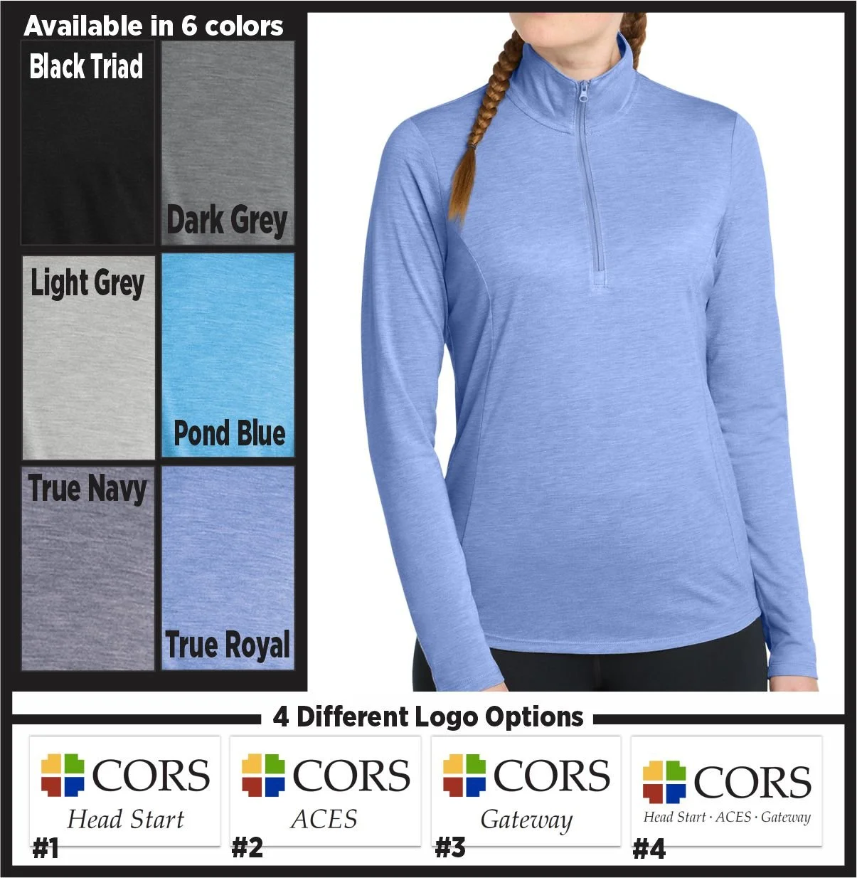 CORS Ladies Cut Tri-Blend Wicking 1/4 Zip (lst407)