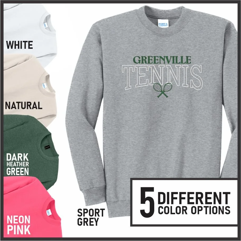 Greenville Tennis Embroidered Crew (crossed rackets)