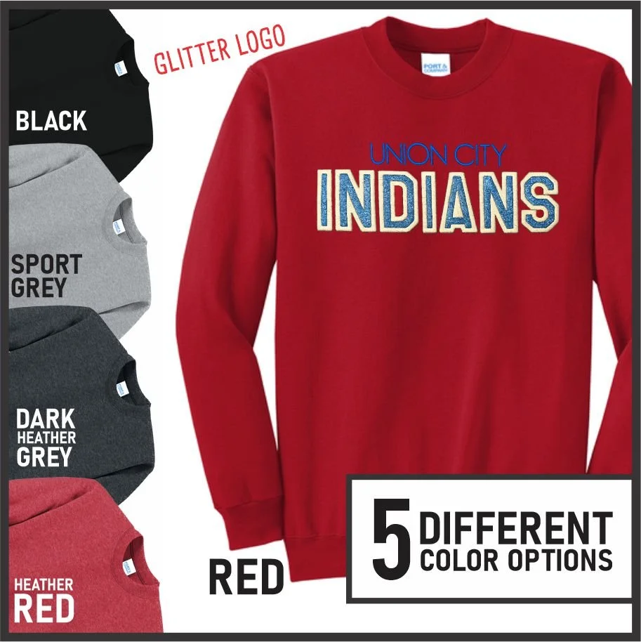UC Indians Glitter Embroidered Crew Sweatshirt