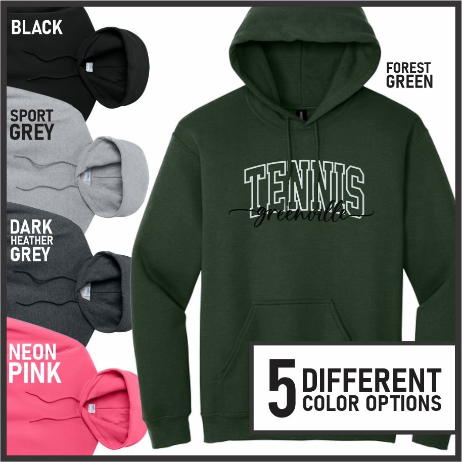 Greenville Tennis Embroidered Hoodie (arch)