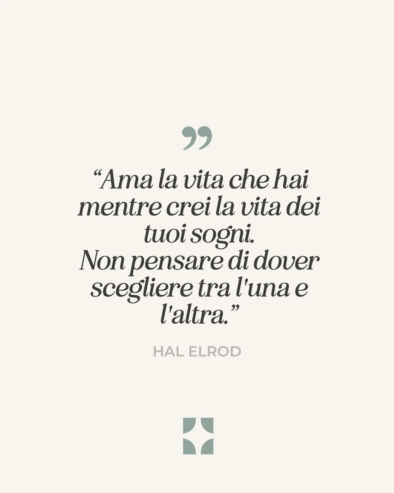 &ldquo;Ama la vita che hai mentre crei la vita dei tuoi sogni.
Non pensare di dover scegliere tra l&rsquo;una e l&rsquo;altra.&rdquo;
@hal_elrod