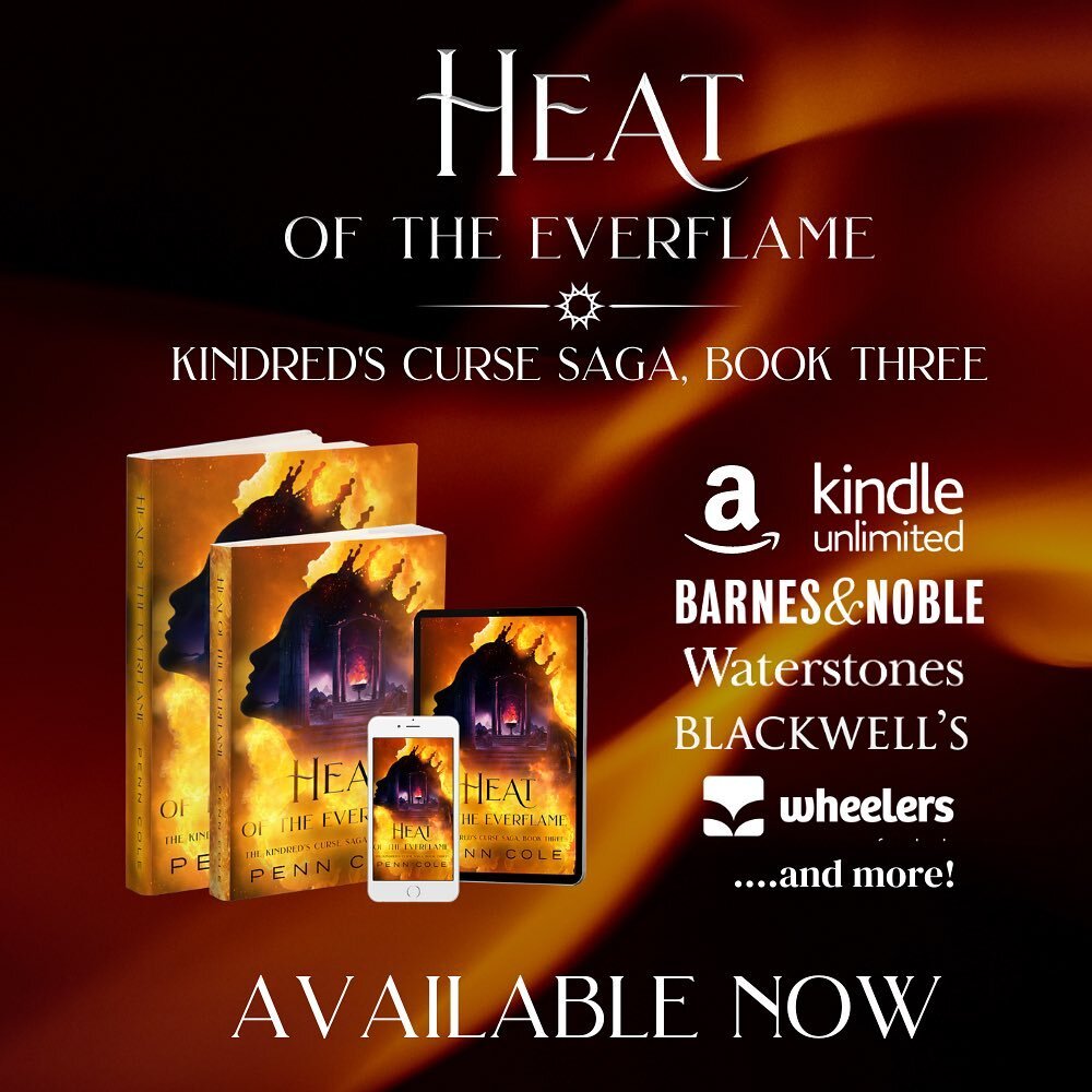 SHE&rsquo;S HERE!!! Heat of the Everflame, the third book in the Kindred&rsquo;s Curse Saga, is now available!! This book was more than a year in the making, and it nearly broke me in the process. I always struggle badly with imposter syndrome, but t