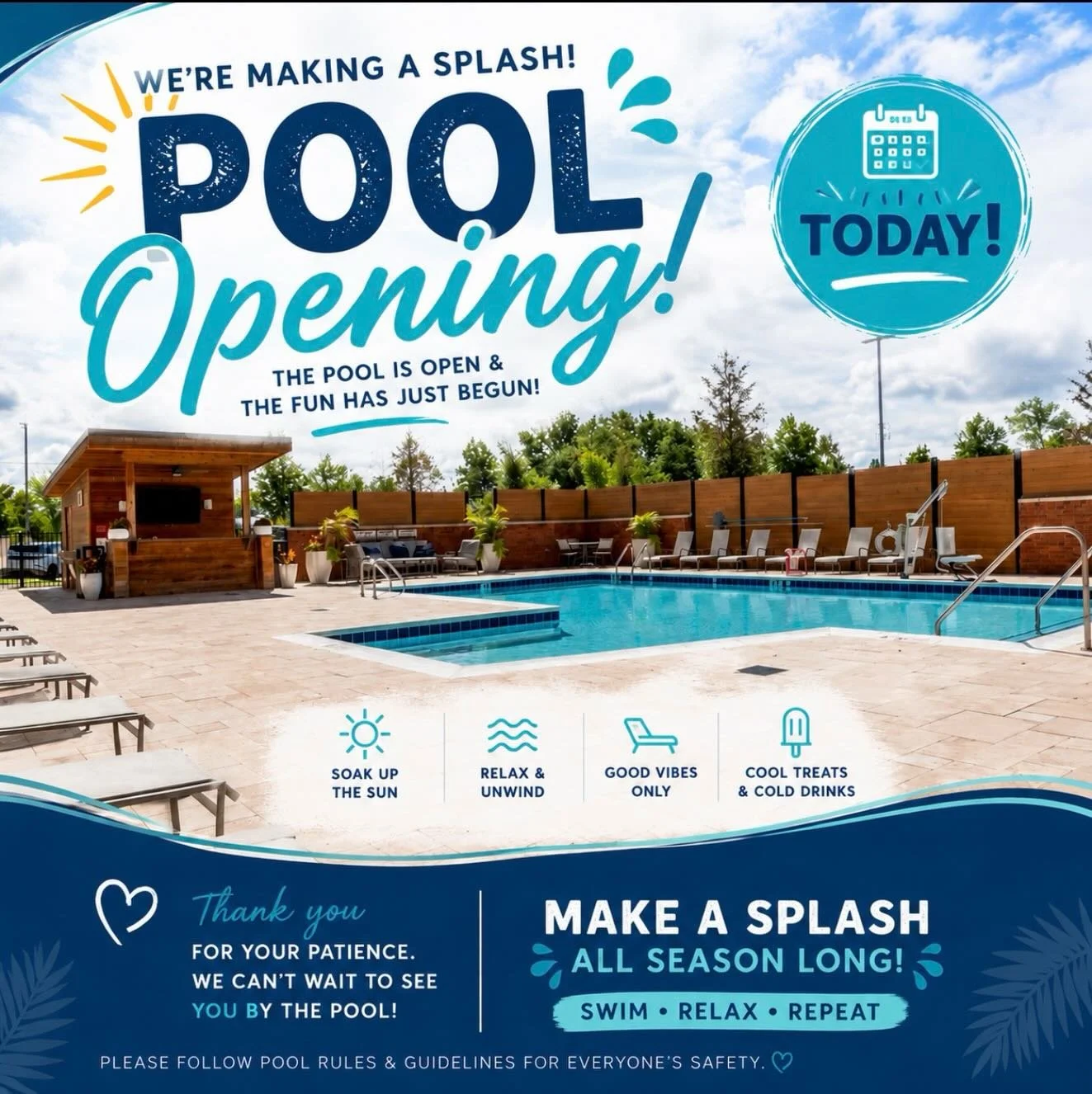 ☀️ POOL IS OPEN TODAY at  The Monarch￼ 💦
Sun&rsquo;s out, pool floats out 😎 Grab your sunscreen, your favorite drink, and come enjoy pool season at its finest. Whether you&rsquo;re soaking up the sun, relaxing after work, or spending the day with f