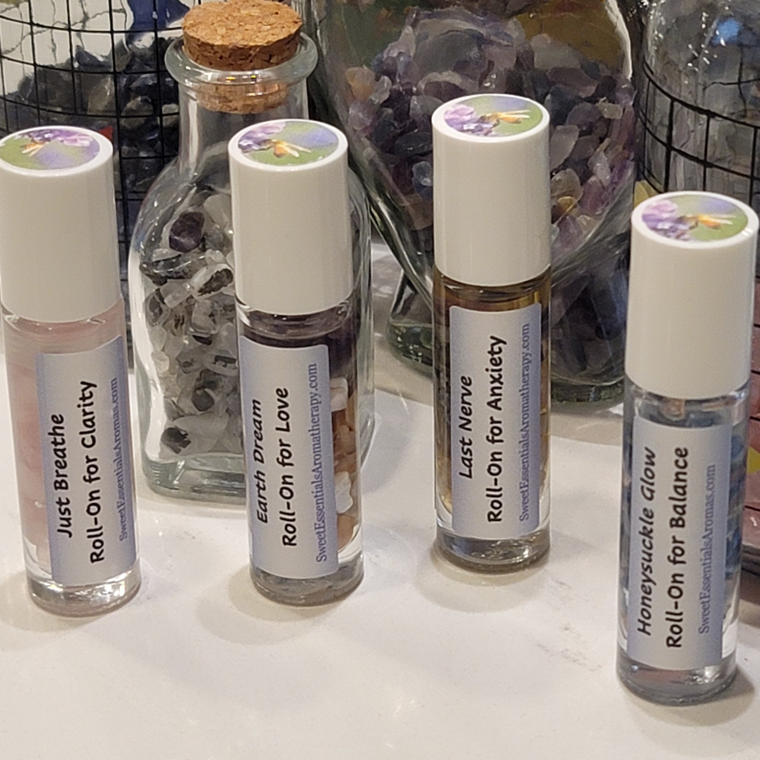 Aromatherapy Roll-Ons with Crystals