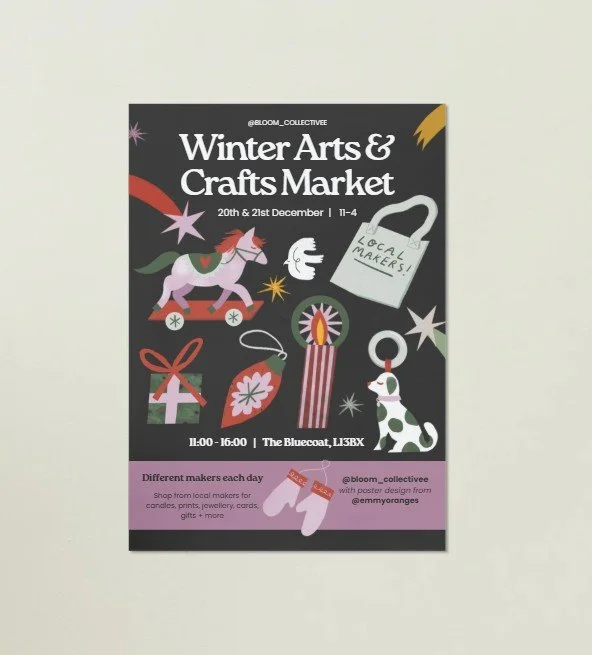 Posted Design for BLOOM Markets, the Bluecoat and Liverpool BID, 2025
