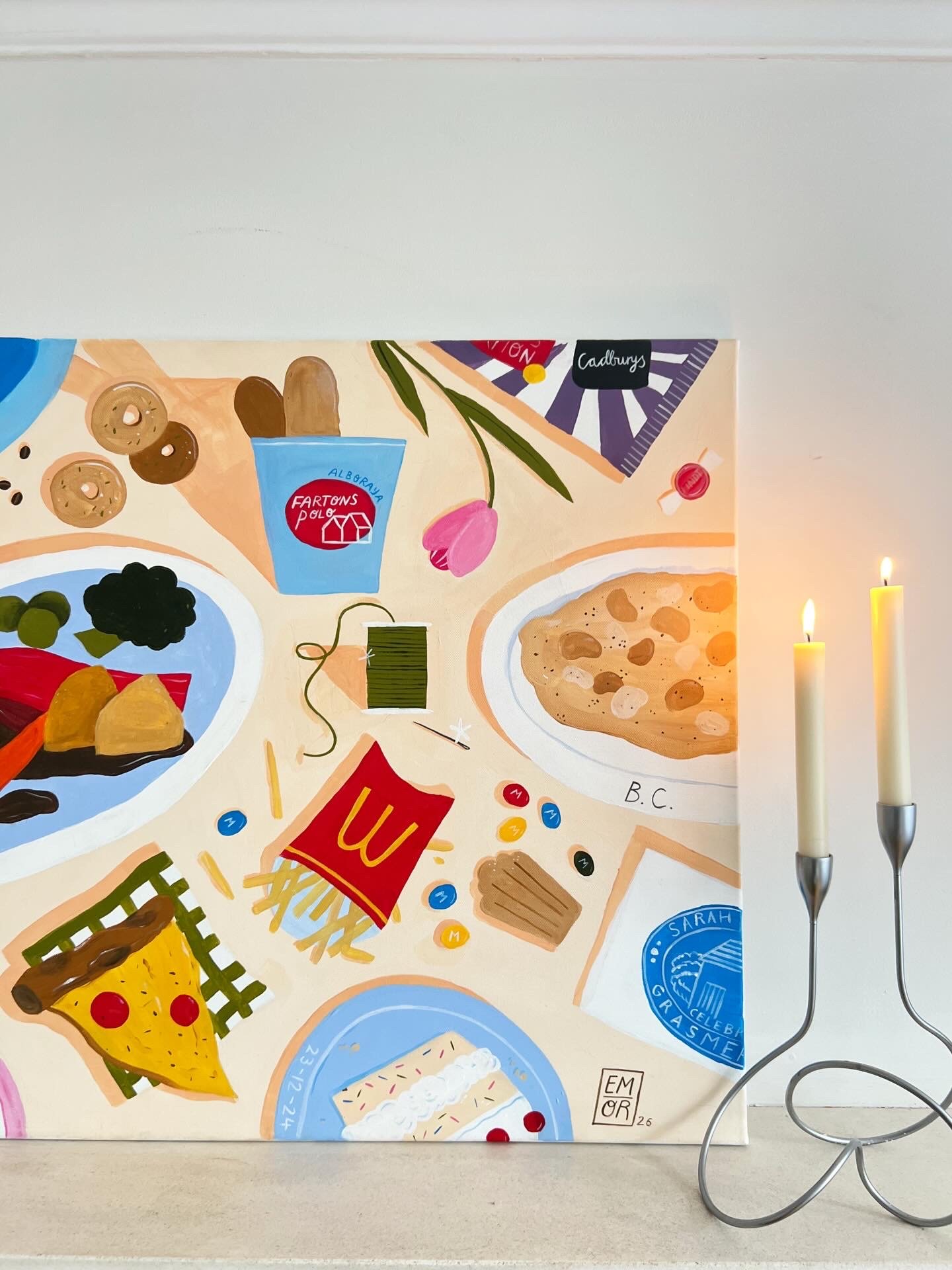 Favourite foods - personal commission, acrylic on canvas 2026
