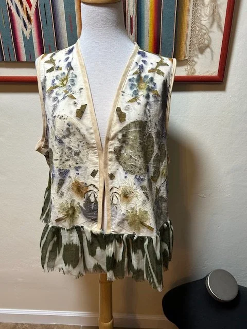 Ecco Print fabric with cotton scarf accent on bottom