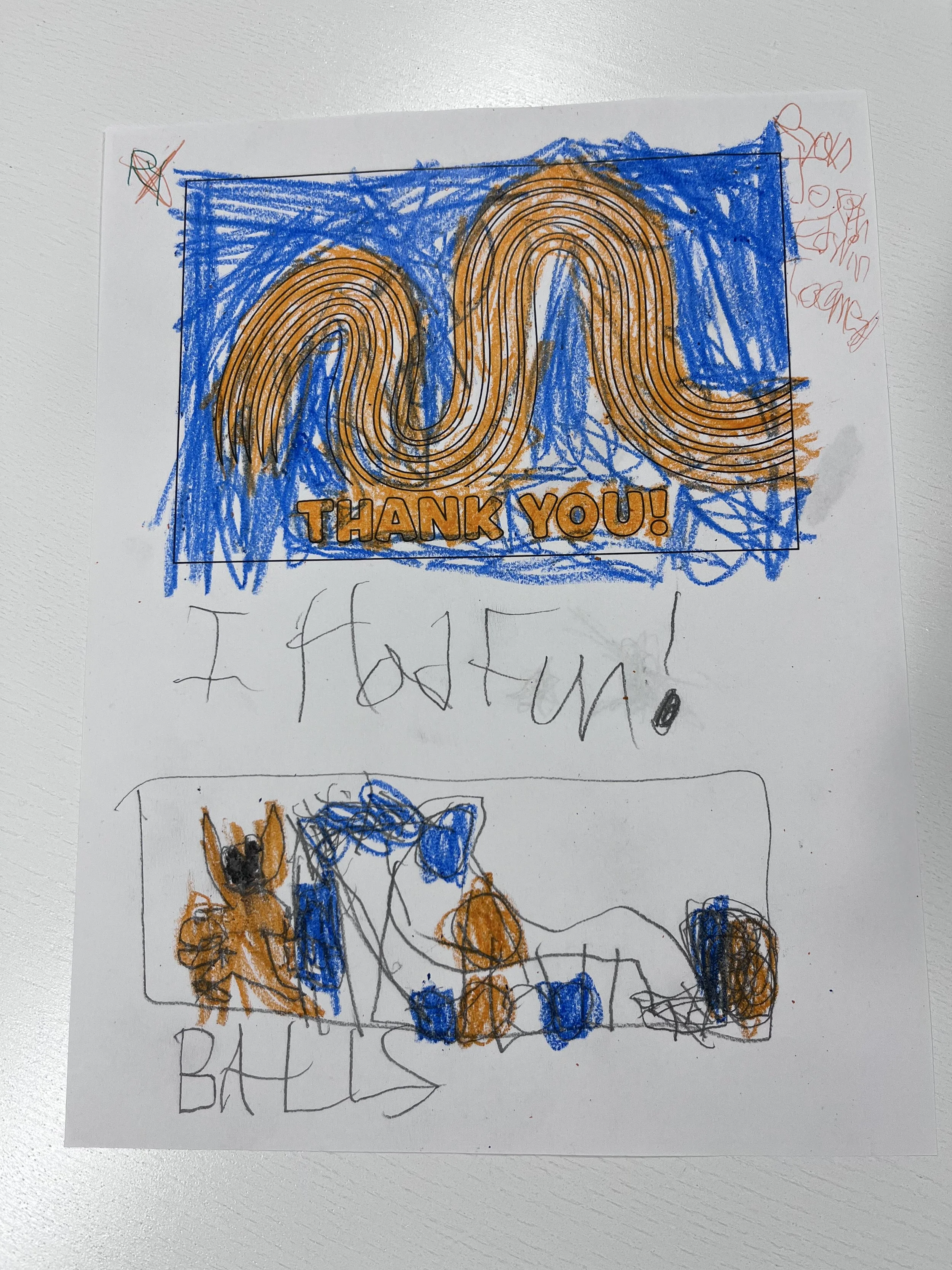 Childs drawing of the museum swirl