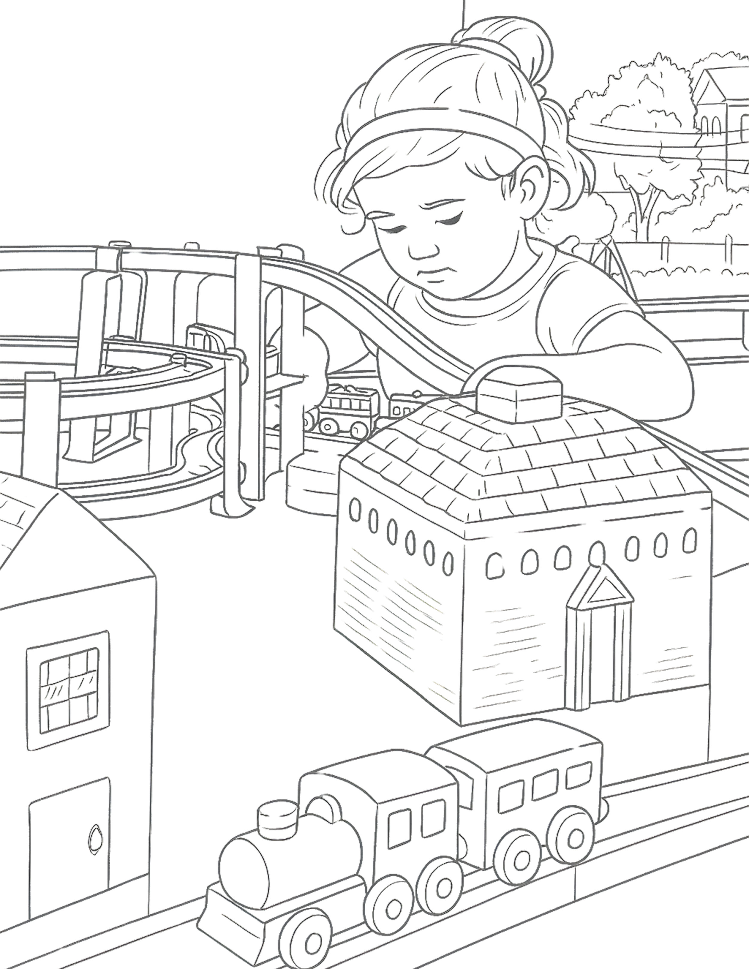Train Table Coloring Page